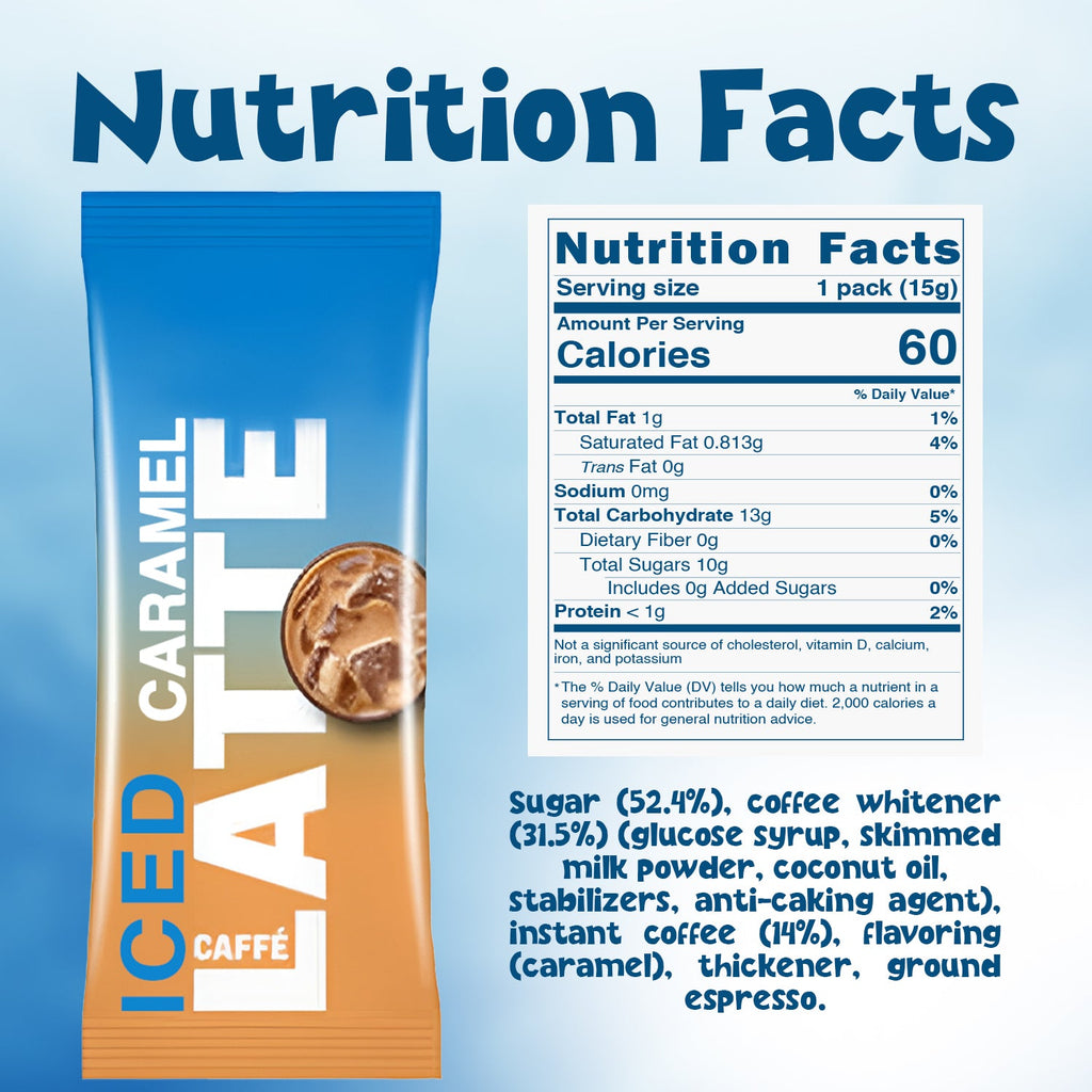 Iced Coffee Variety Pack – 12 Instant Sticks, 6 Flavors