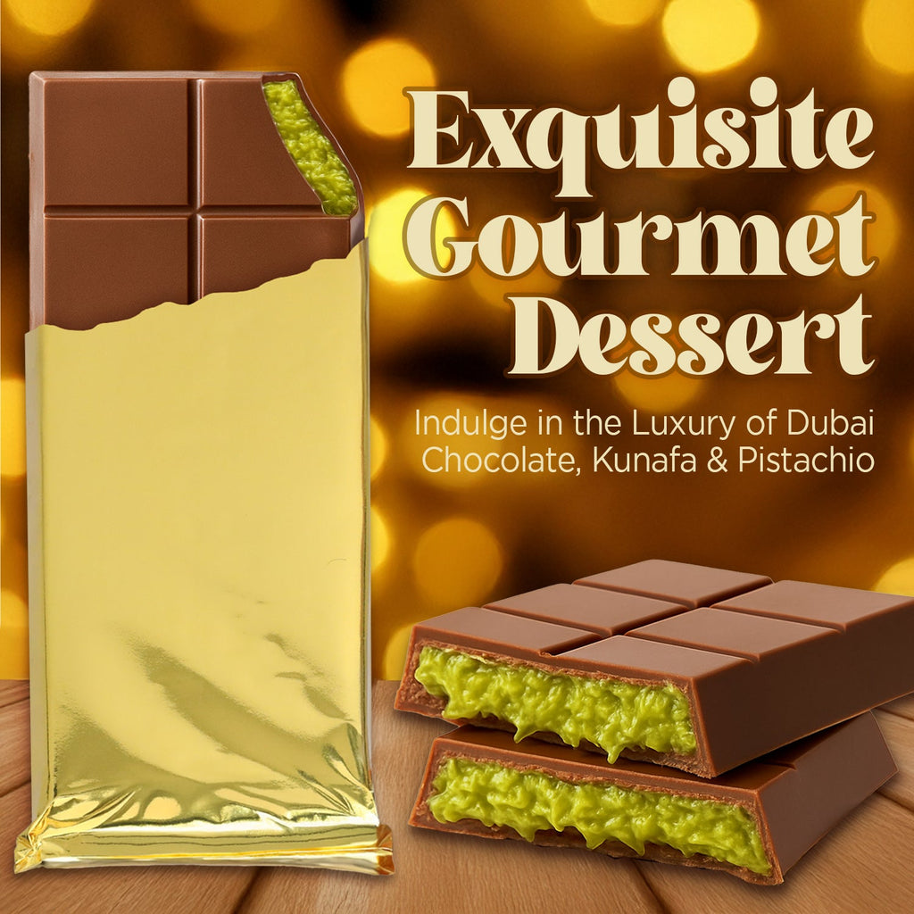 Bulk Size Milky Dubai Chocolate Pistachio Bar - 7oz -50Pcs