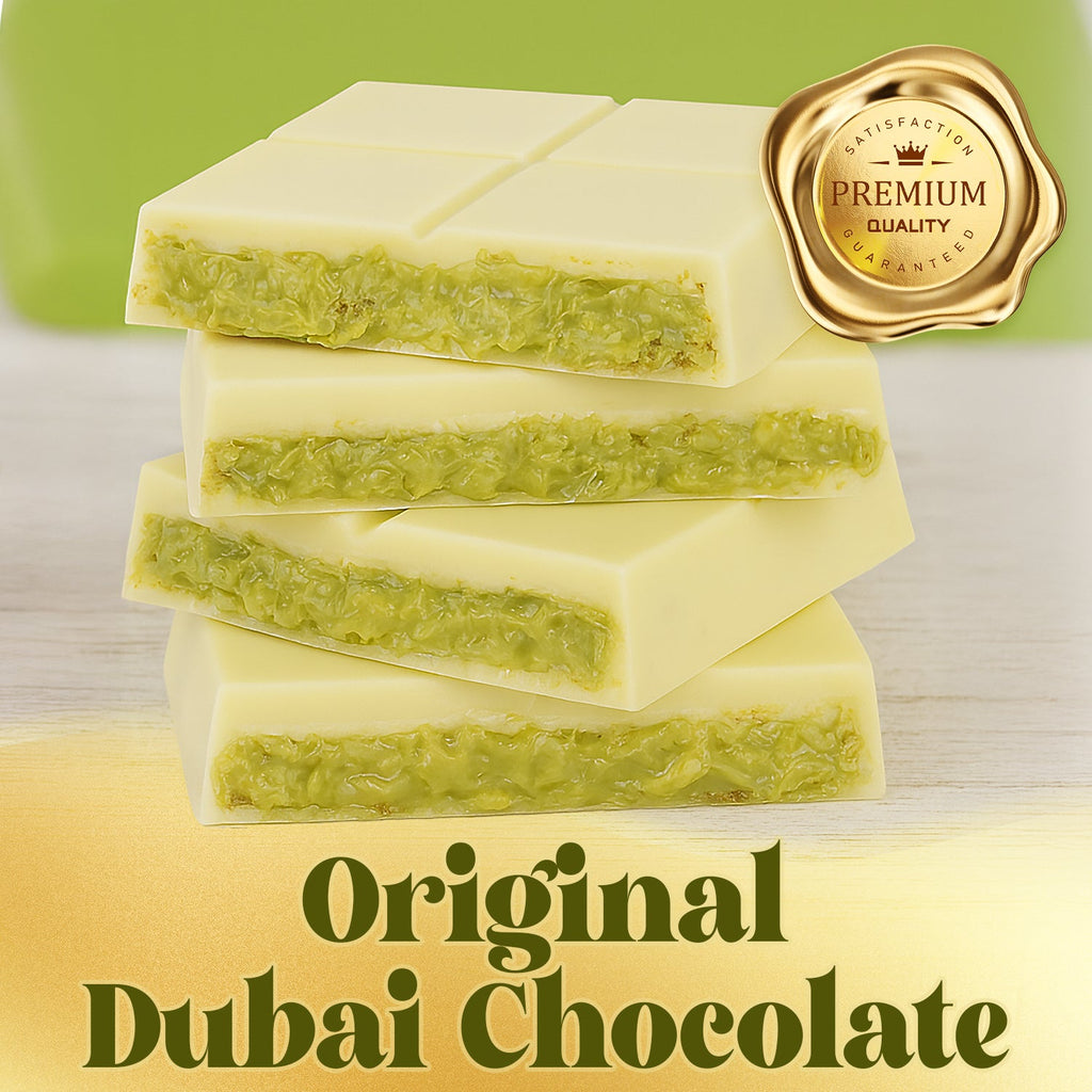 White Dubai Chocolate Crispy Knafeh Pistachio Bar 7oz