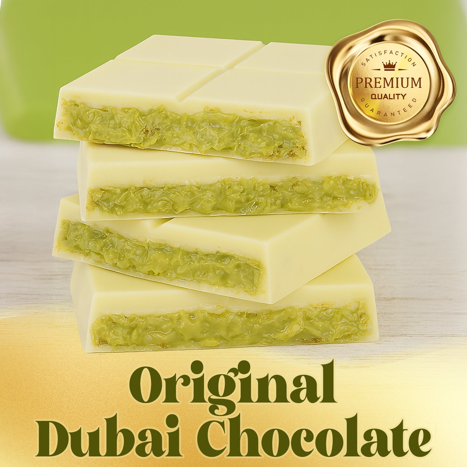 White Dubai Chocolate Crispy Knafeh Pistachio Bar 7oz