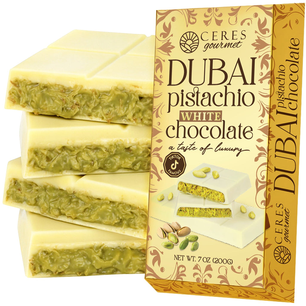 White Dubai Chocolate Crispy Knafeh Pistachio Bar 7oz