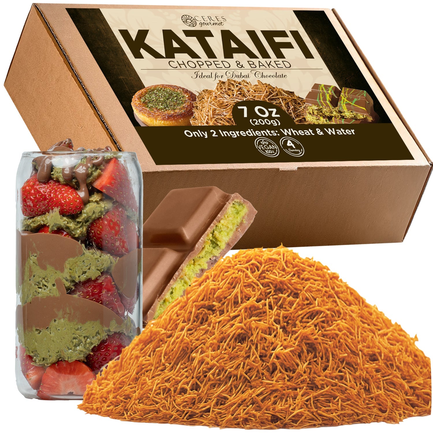 Cooked & Chopped Kataifi for Dubai Chocolate, Ready2Use 7oz