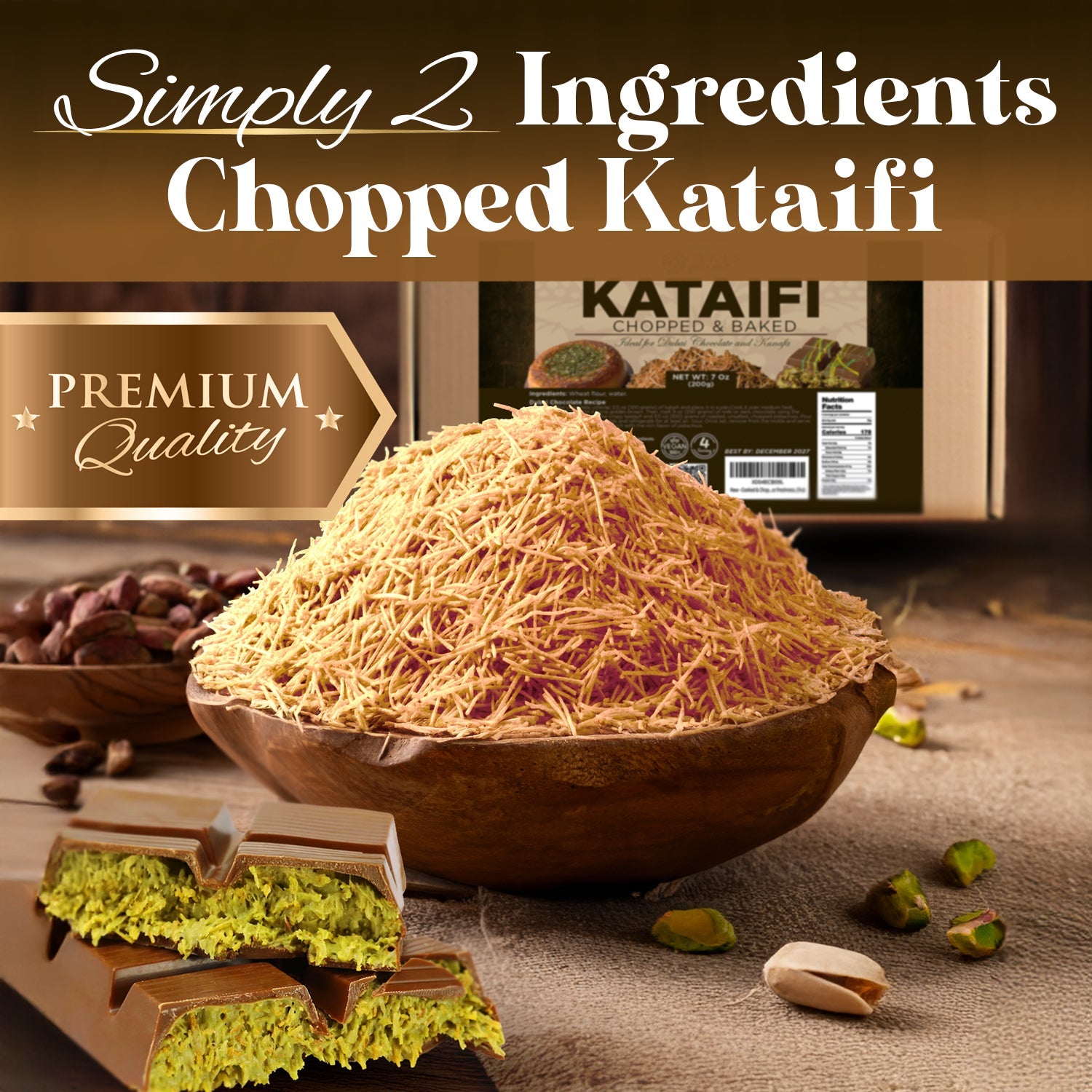 Cooked & Chopped Kataifi for Dubai Chocolate, Ready2Use 7oz