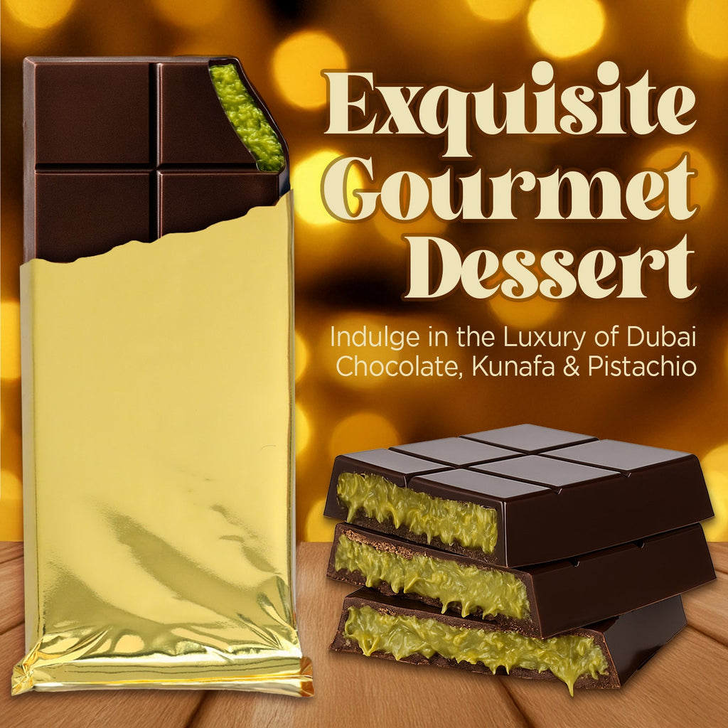 Dark Chocolate Dubai Crispy Knafeh Pistachio Bar 7oz