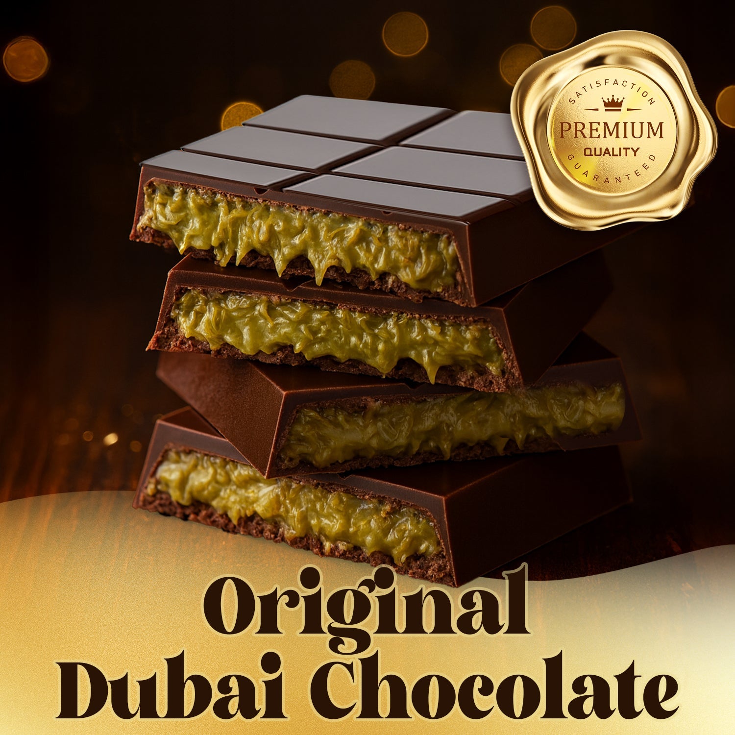 Dark Chocolate Dubai Crispy Knafeh Pistachio Bar 7oz