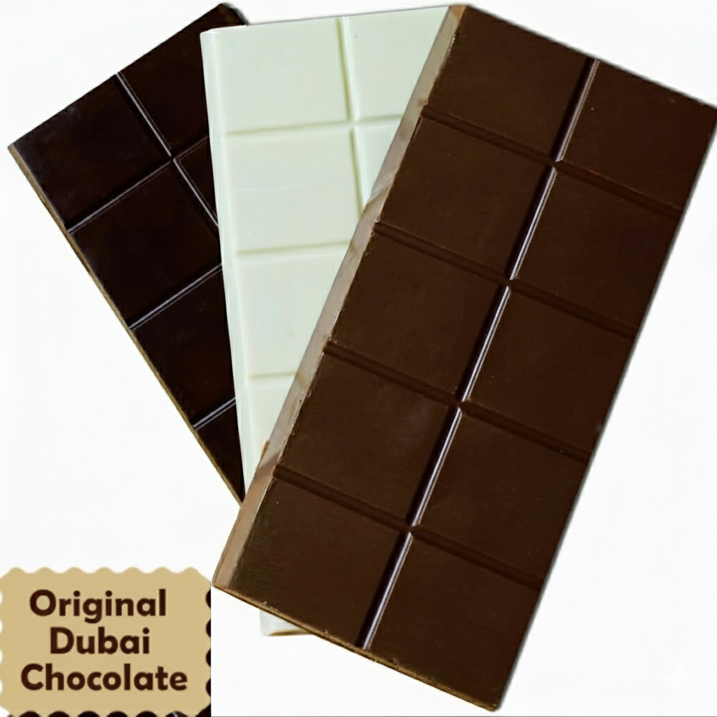 Dubai Chocolate Crispy Knafeh Trio (Milk, White & Dark Chocolate)