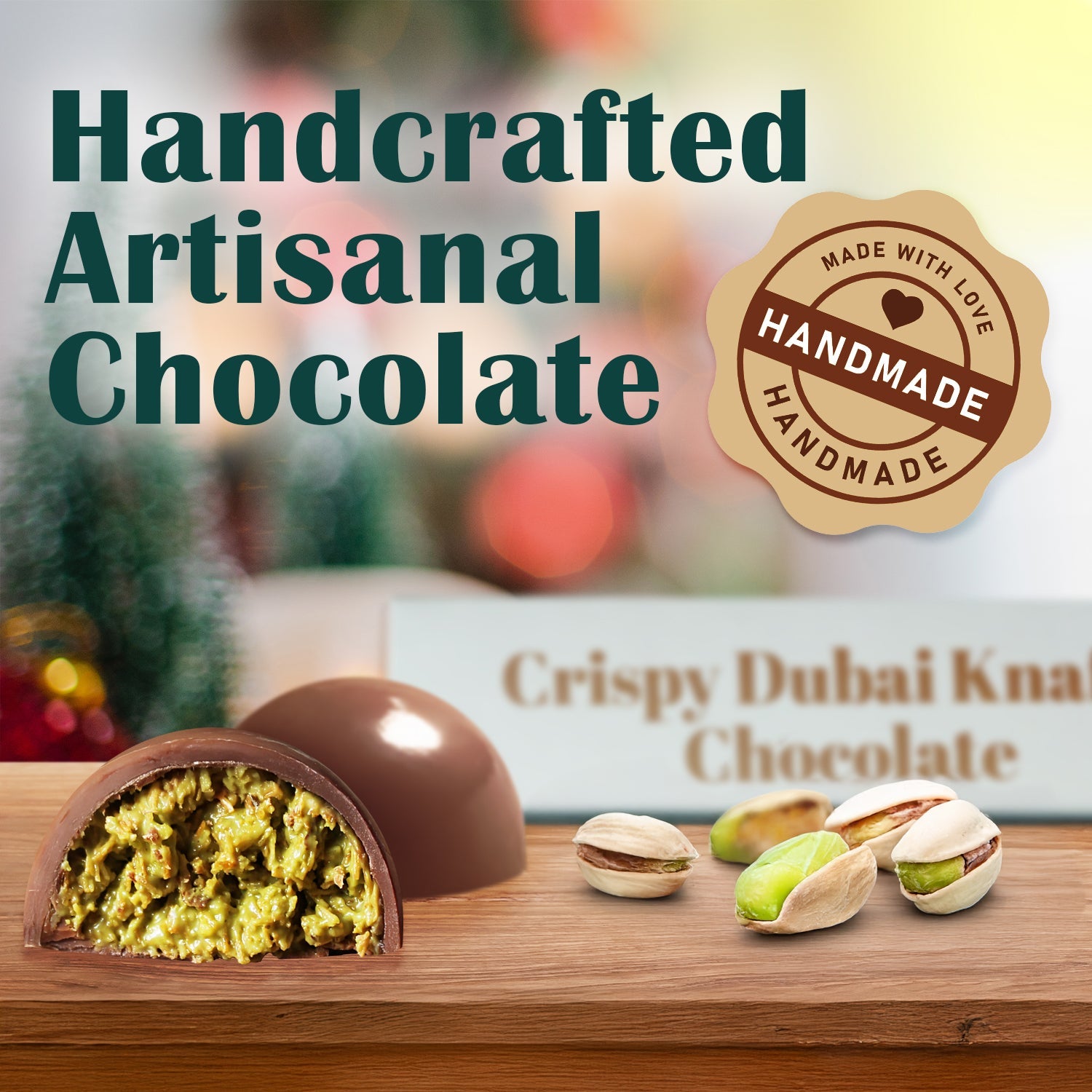 Dubai Pistachio Kunafa Chocolate Bite-Size Balls 9.8 oz - 7 Pcs