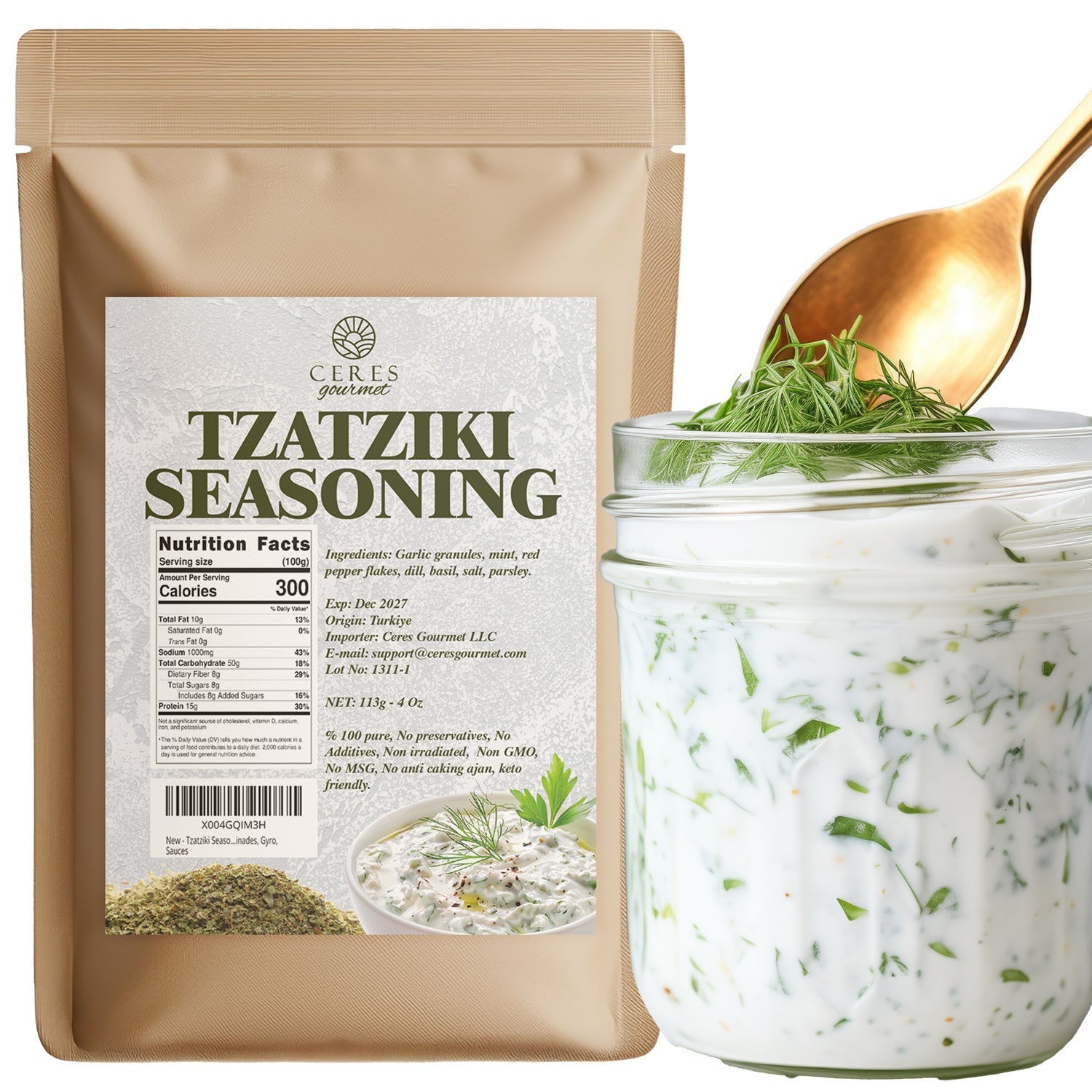 Authentic Greek Tzatziki Seasoning Spice Blend 4 oz