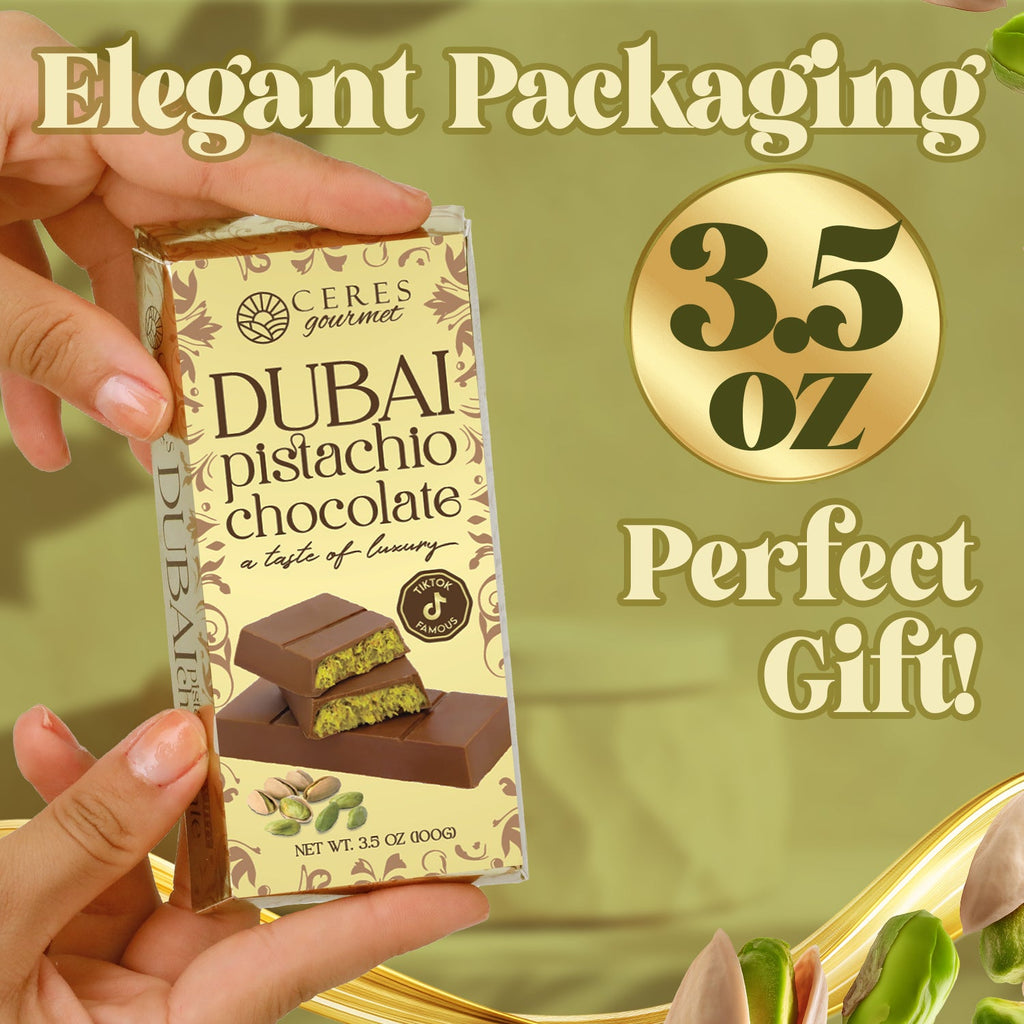 Dubai Chocolate Bar Pistachio with Milky Chocolate and Knafeh - 3.5 Oz