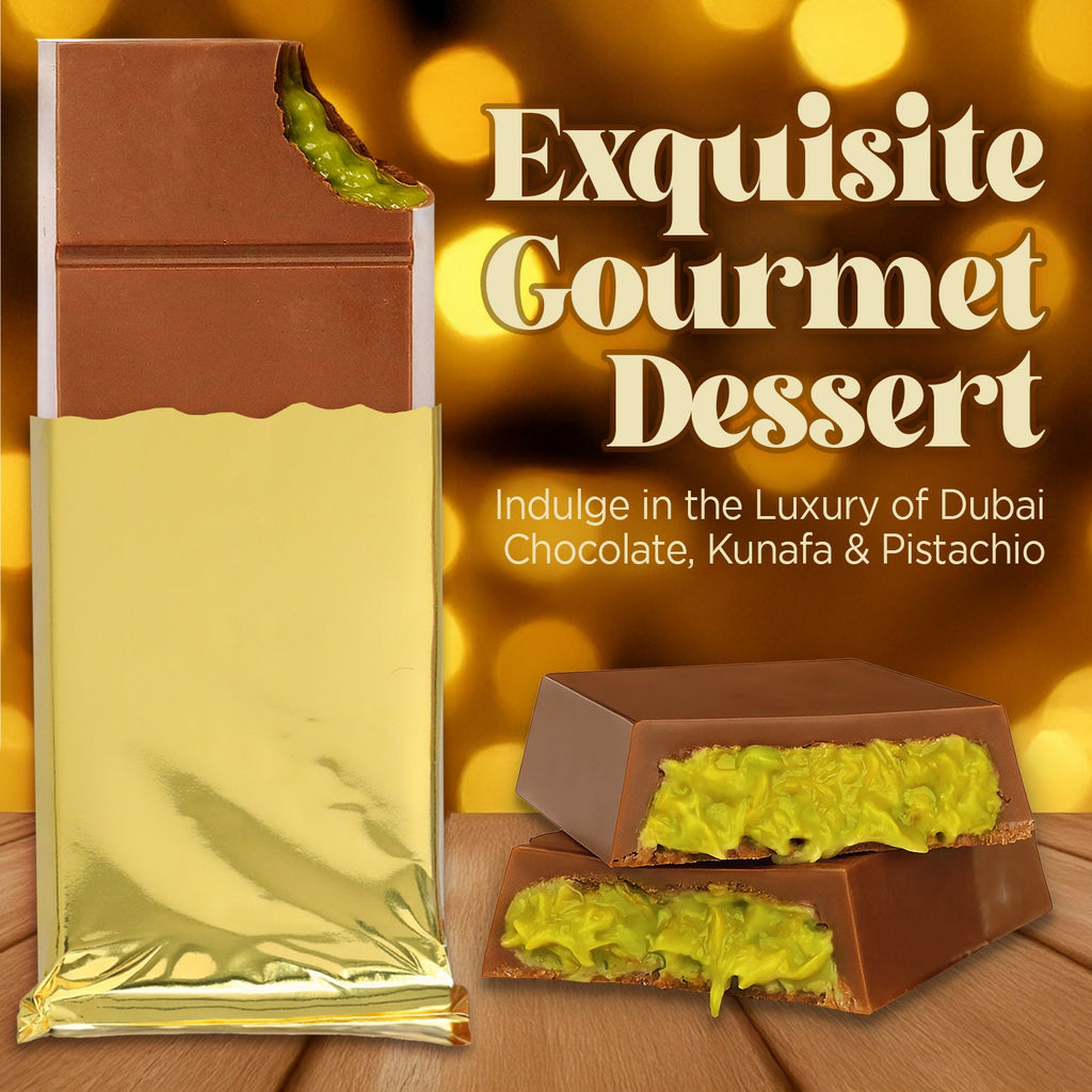 Dubai Chocolate Bar Pistachio with Milky Chocolate and Knafeh - 3.5 Oz