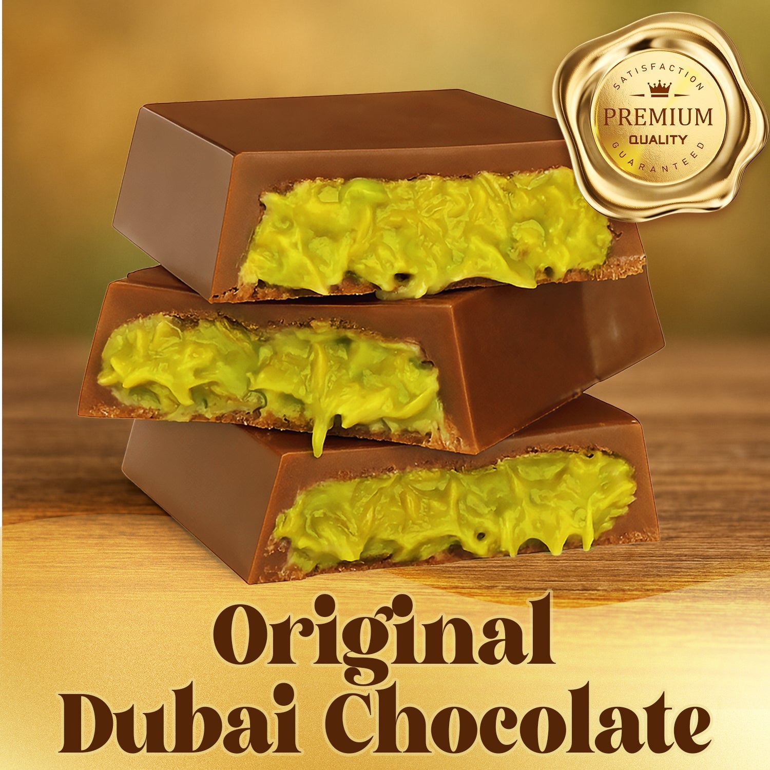 Dubai Chocolate Bar Pistachio with Milky Chocolate and Knafeh - 3.5 Oz