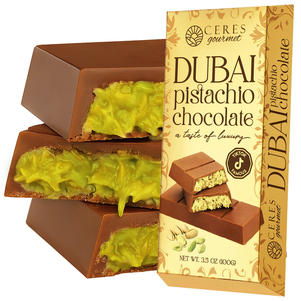 Dubai Chocolate Bar Pistachio with Milky Chocolate and Knafeh - 3.5 Oz