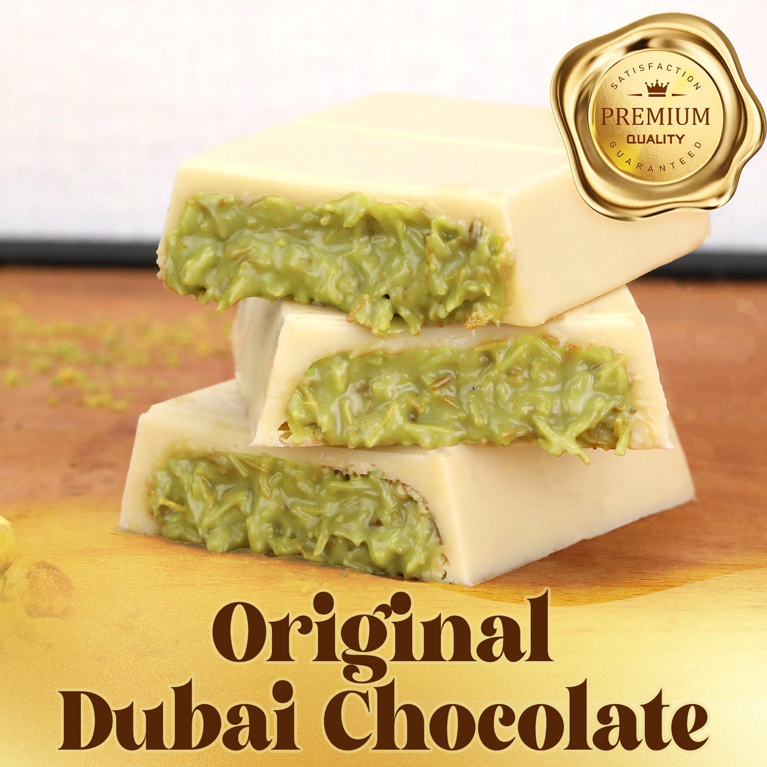 Dubai Chocolate Kataifi and Pistachio - Gold Package - Dark&White&Milky - 3.5 oz