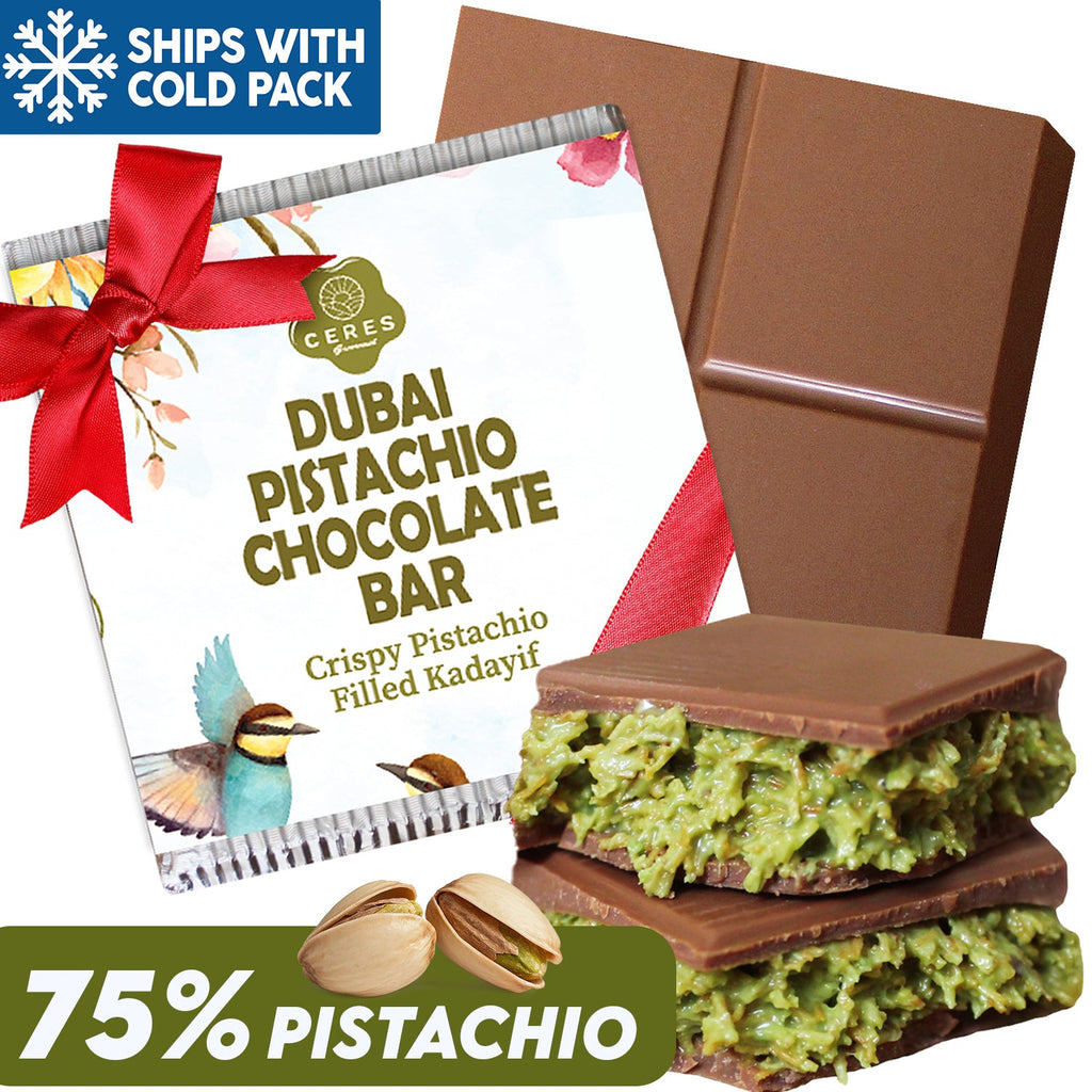 Dubai Chocolate Pistachio Bar 3.5 Oz Square, Luxury Halloween Chocolate