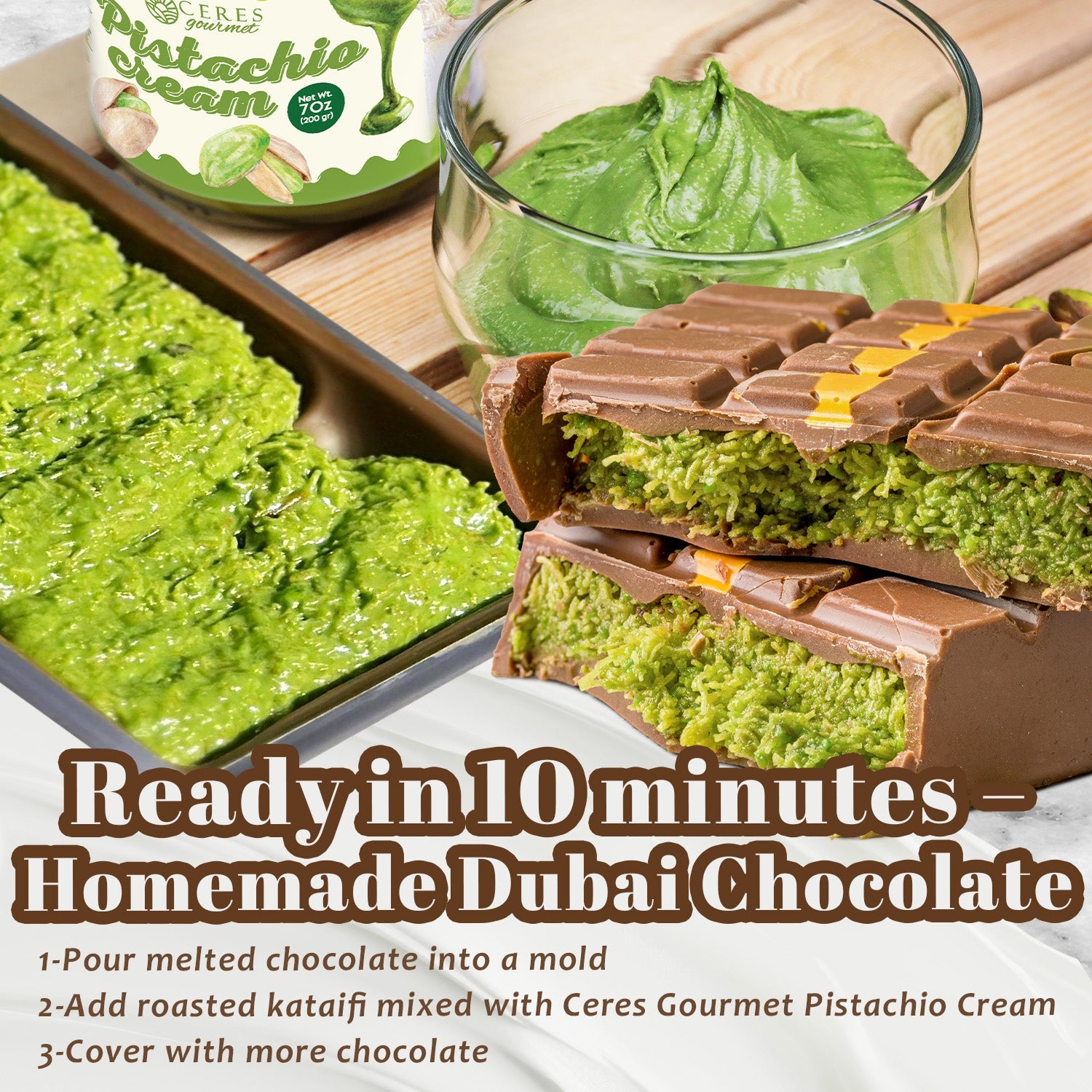 Pistachio Filling for Dubai Chocolate - 7 oz (200g)