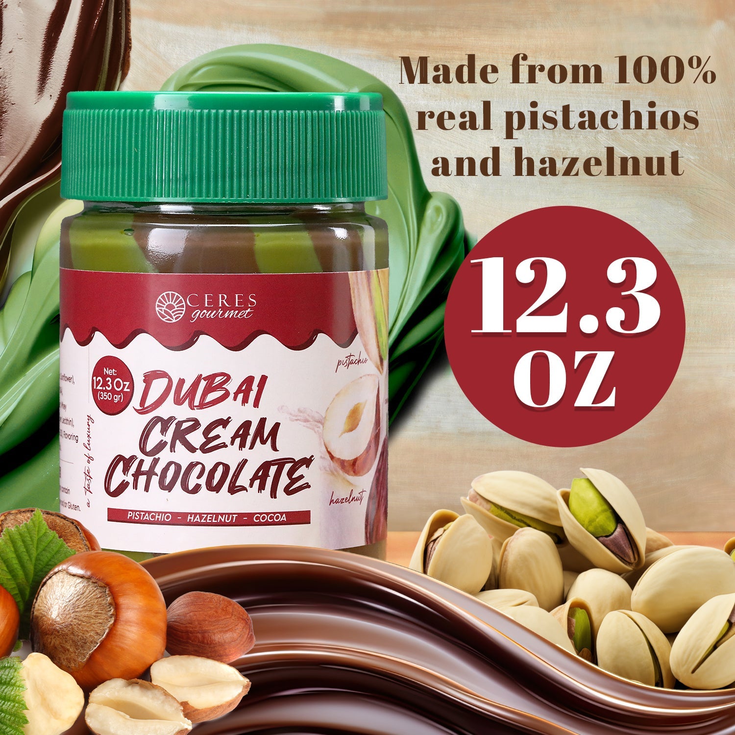 Pistachio Hazelnut Butter Spread for Dubai Chocolate – 12.3 oz