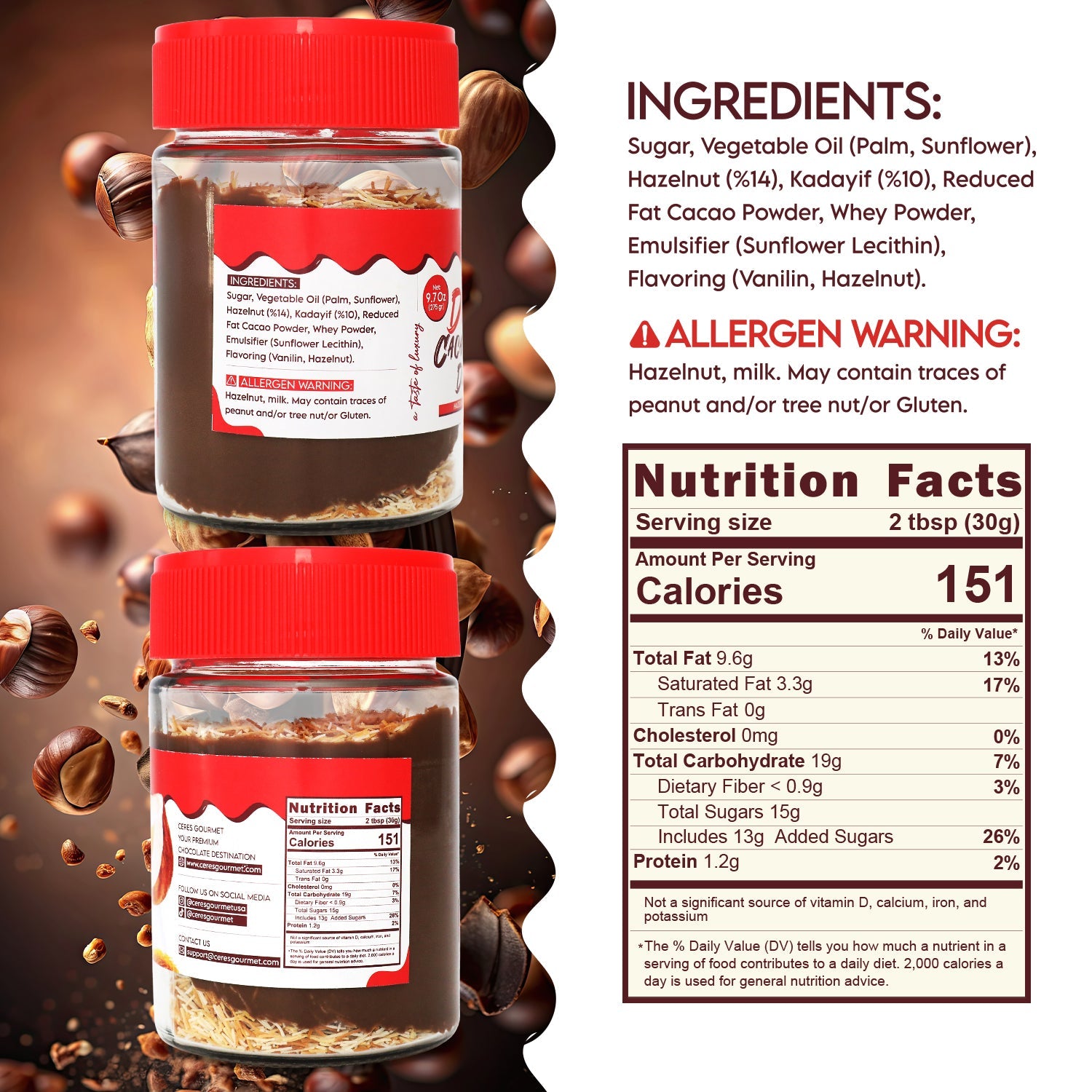 Hazelnut & Phyllo Chocolate Spread – 9.7 oz