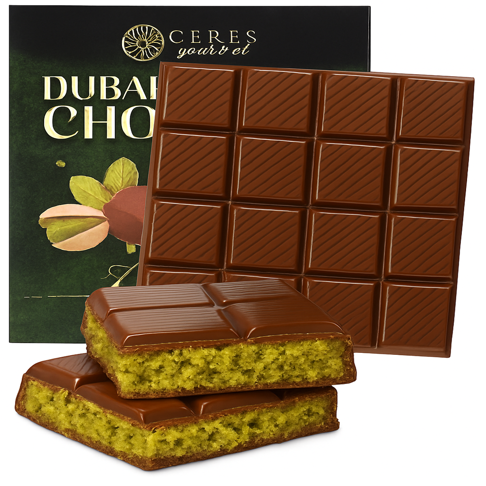 Dubai Chocolate Pistachio Bar Mlky Chocolate & Crispy Knafeh – 3.5oz