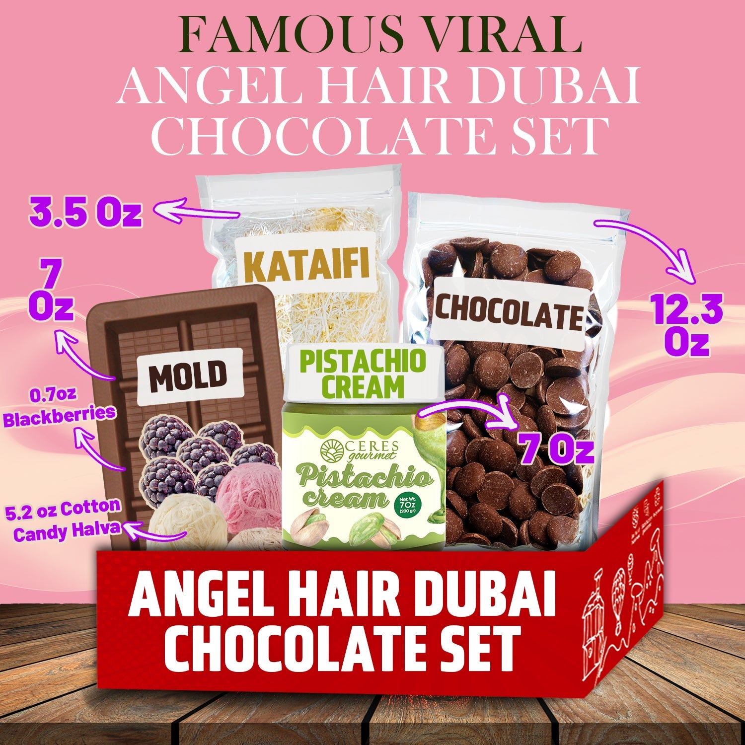 Angel Hair Dubai Chocolate DIY Set - Fun Family & Viral Dessert Activity - Pistachio Cream & Turkish Pişmaniye