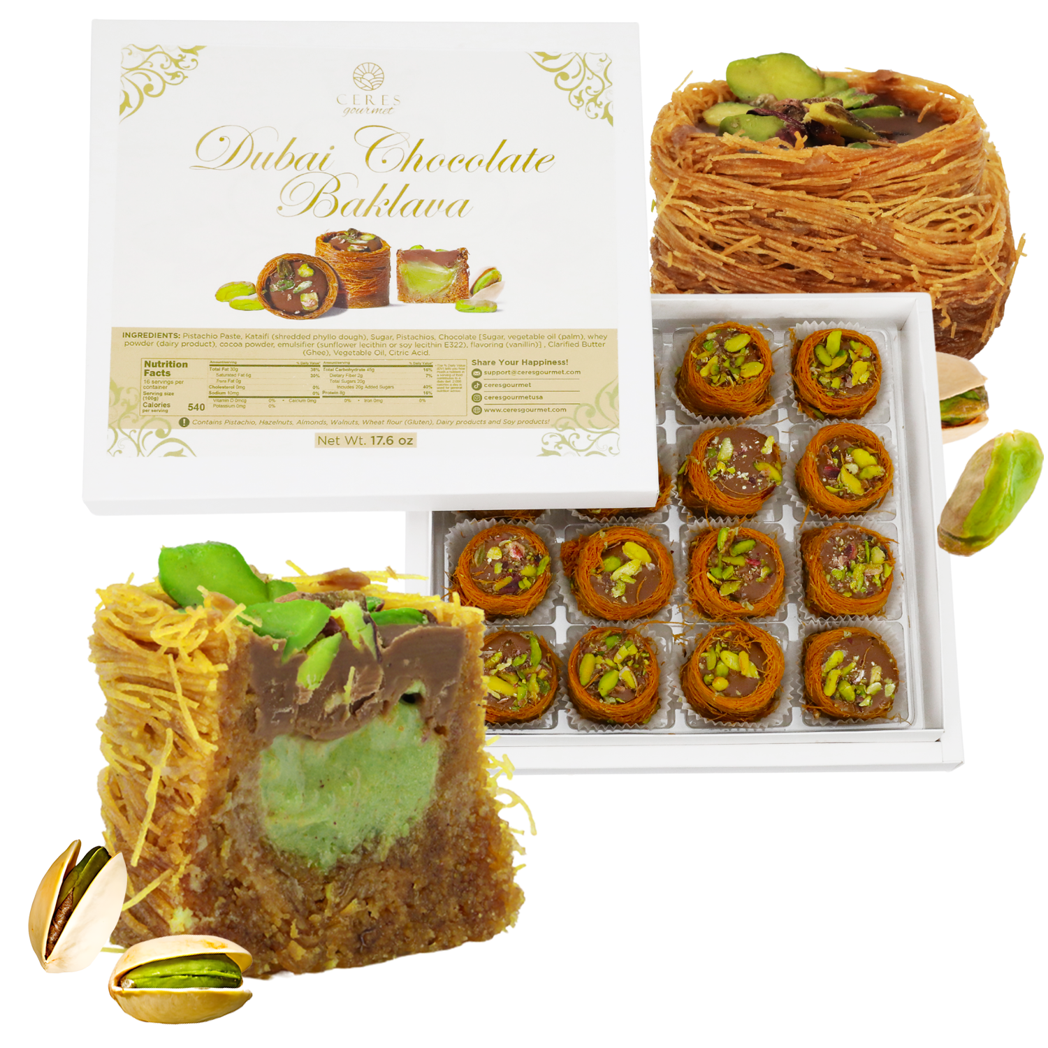 Dubai Chocolate Pistachio Baklava with Kataifi