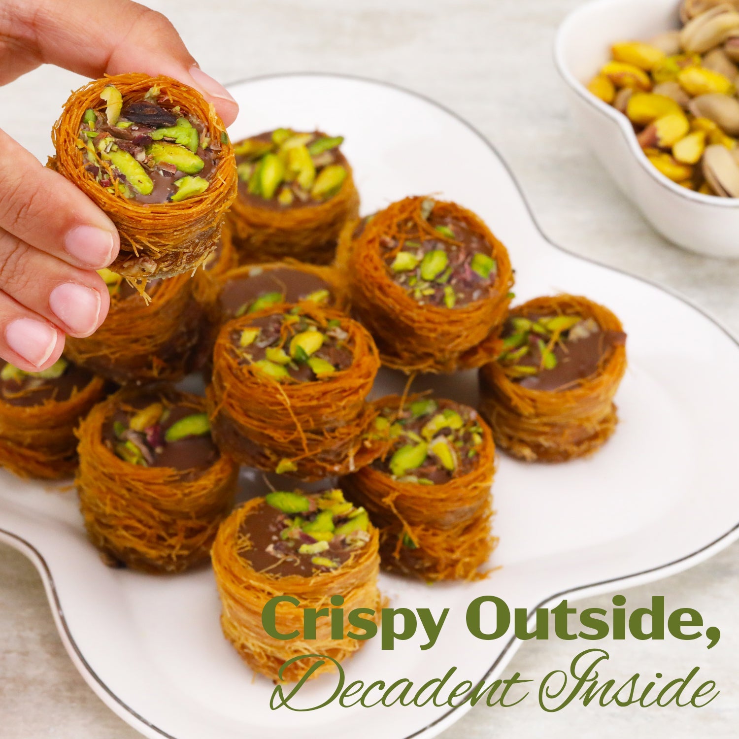 Dubai Chocolate Pistachio Baklava with Kataifi