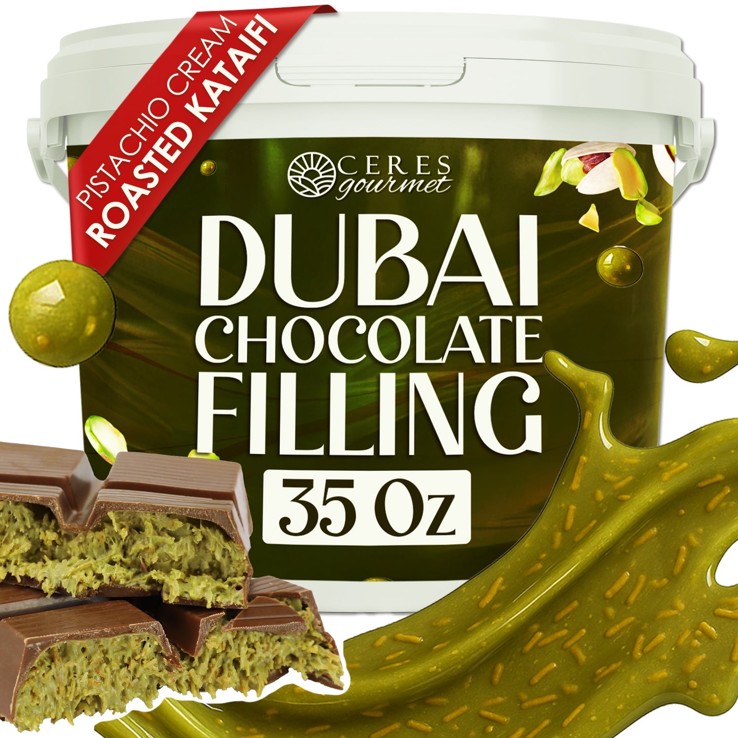 Premium Pistachio & Kataifi Filling – For Dubai Chocolate Creations – 2.2 lb and 6.6 lb
