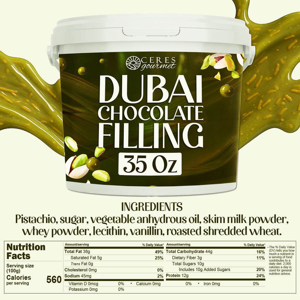 Premium Pistachio & Kataifi Filling – For Dubai Chocolate Creations – 2.2 lb and 6.6 lb