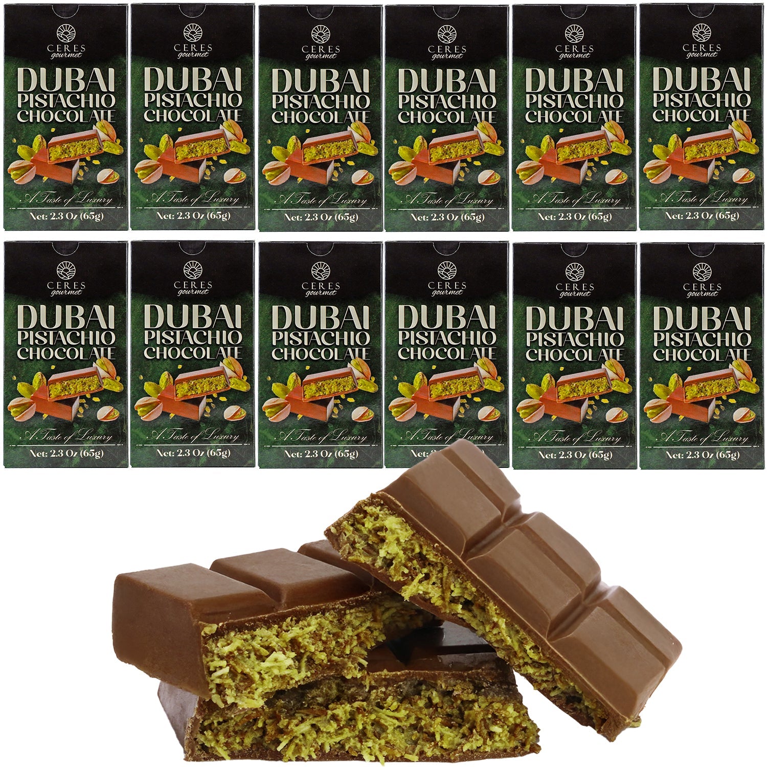 Dubai Chocolate Bar  3-12-24-Pack, 2.3 oz (65g) Each