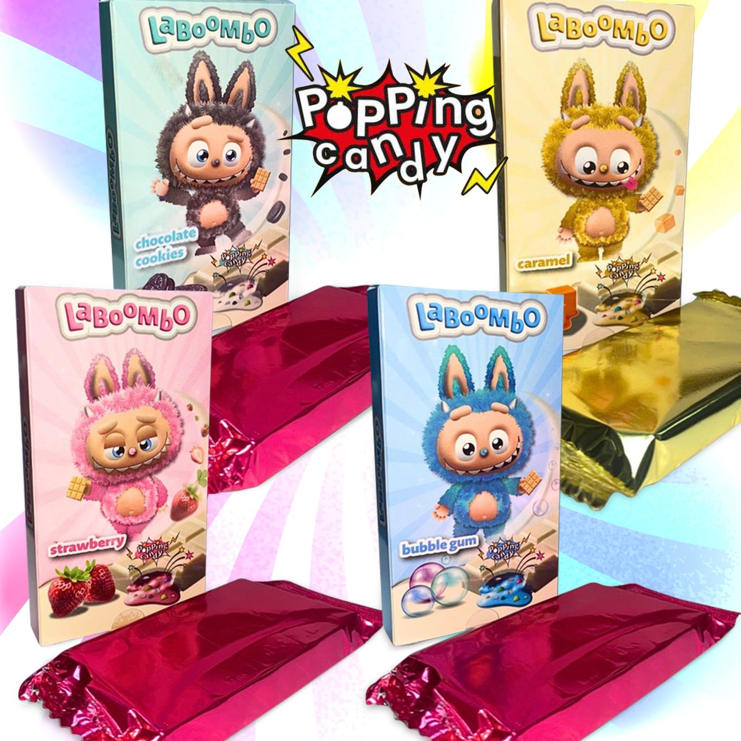 Laboombo Dubai Chocolate Bars – Cookies, Strawberry, Caramel, Bubble Gum Flavors – 4x75g