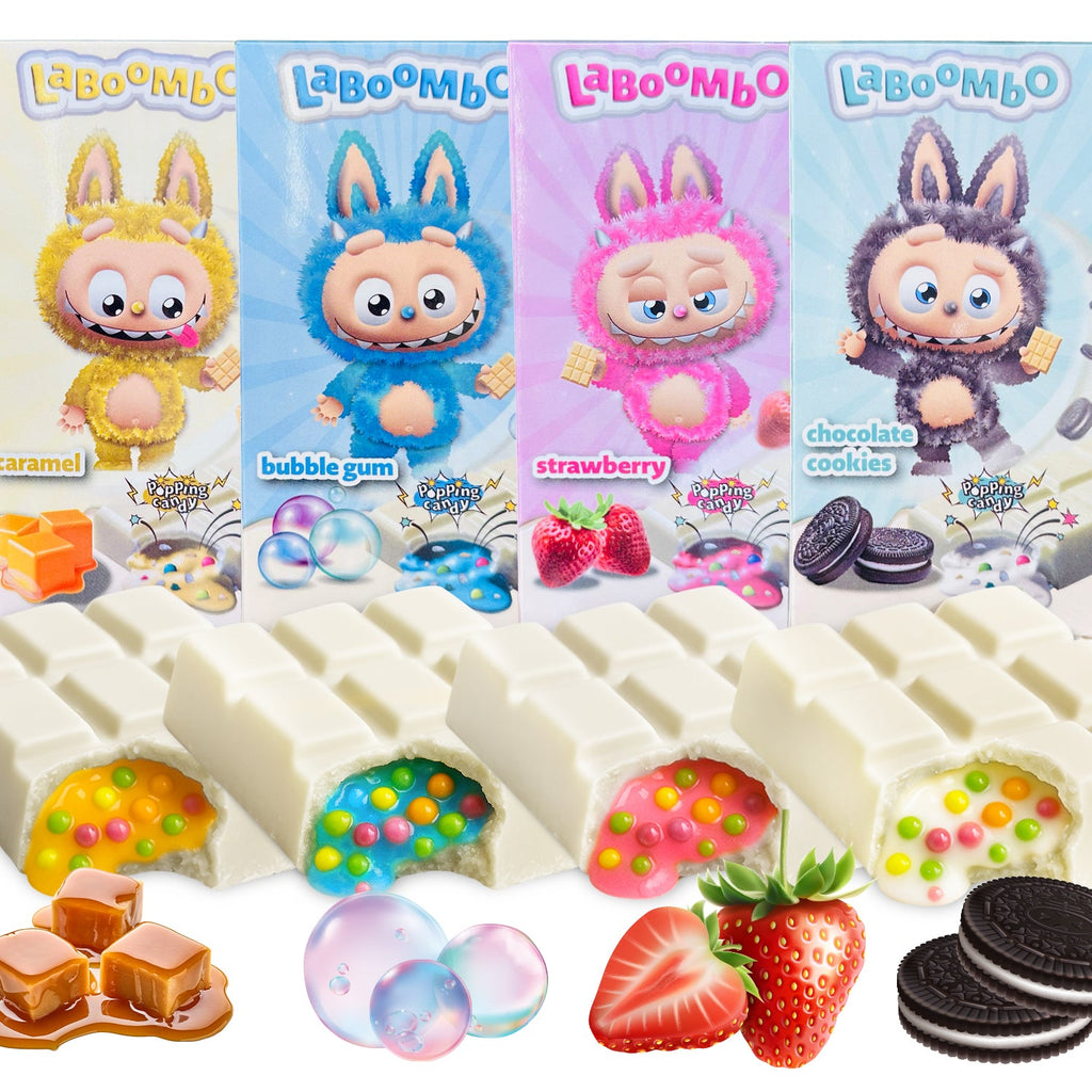 Laboombo Dubai Chocolate Bars – Cookies, Strawberry, Caramel, Bubble Gum Flavors – 4x75g