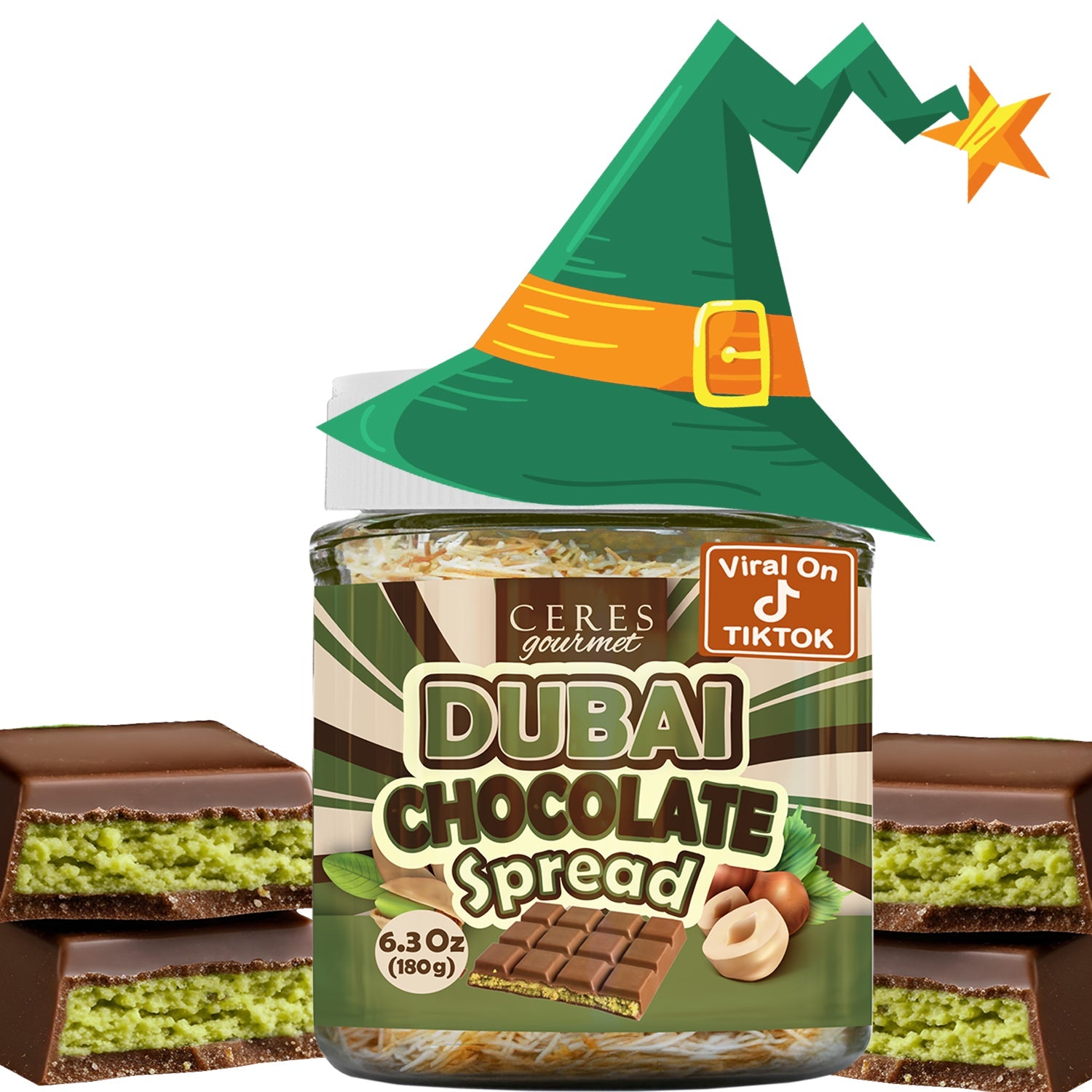 Dubai Chocolate Spread – 6.35 oz for Breakfast, Snacks, and Desserts