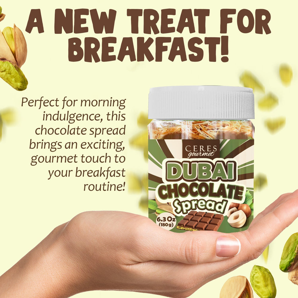 Dubai Chocolate Spread – 6.35 oz for Breakfast, Snacks, and Desserts