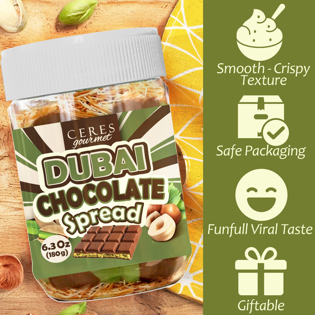 Dubai Chocolate Spread – 6.35 oz for Breakfast, Snacks, and Desserts