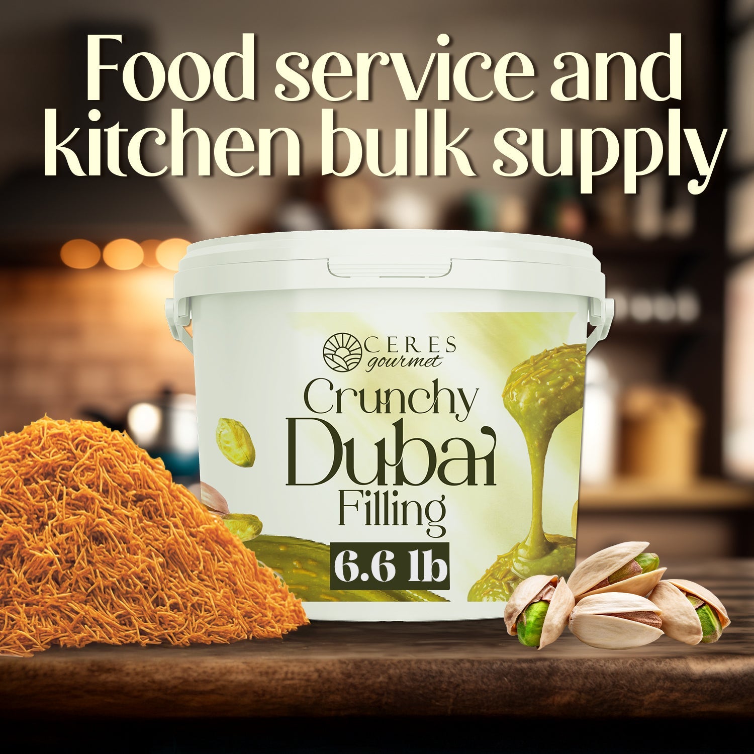 Premium Pistachio & Kataifi Filling – For Dubai Chocolate Creations – 2.2 lb and 6.6 lb