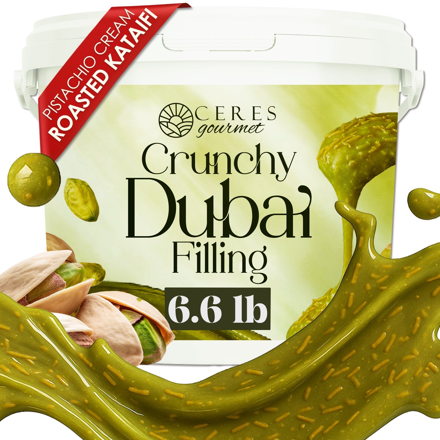 Premium Pistachio & Kataifi Filling – For Dubai Chocolate Creations – 2.2 lb and 6.6 lb
