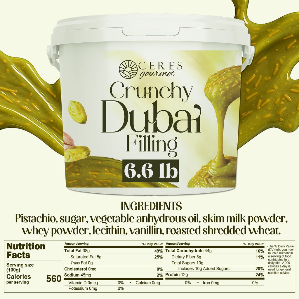 Premium Pistachio & Kataifi Filling – For Dubai Chocolate Creations – 2.2 lb and 6.6 lb