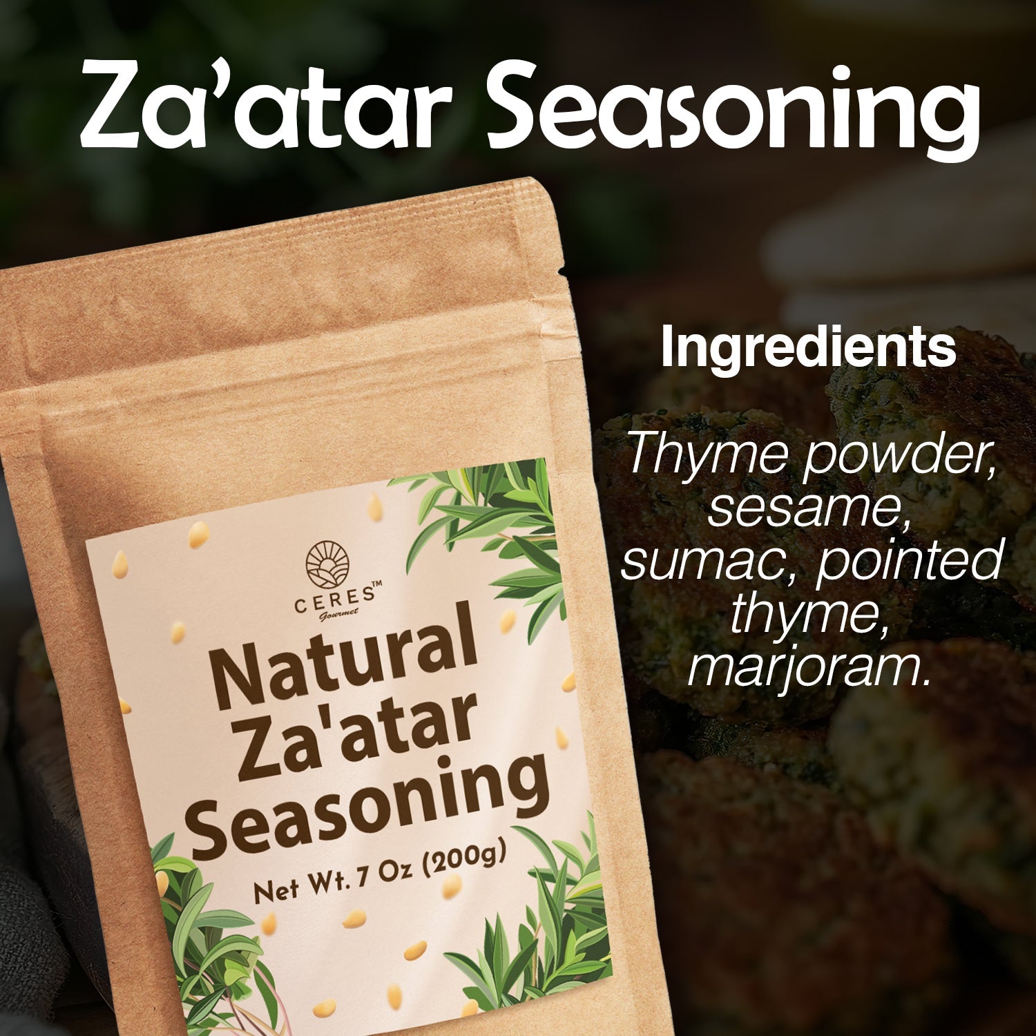 Za'atar Seasoning 7 Oz, Mediterranean Spice Blend