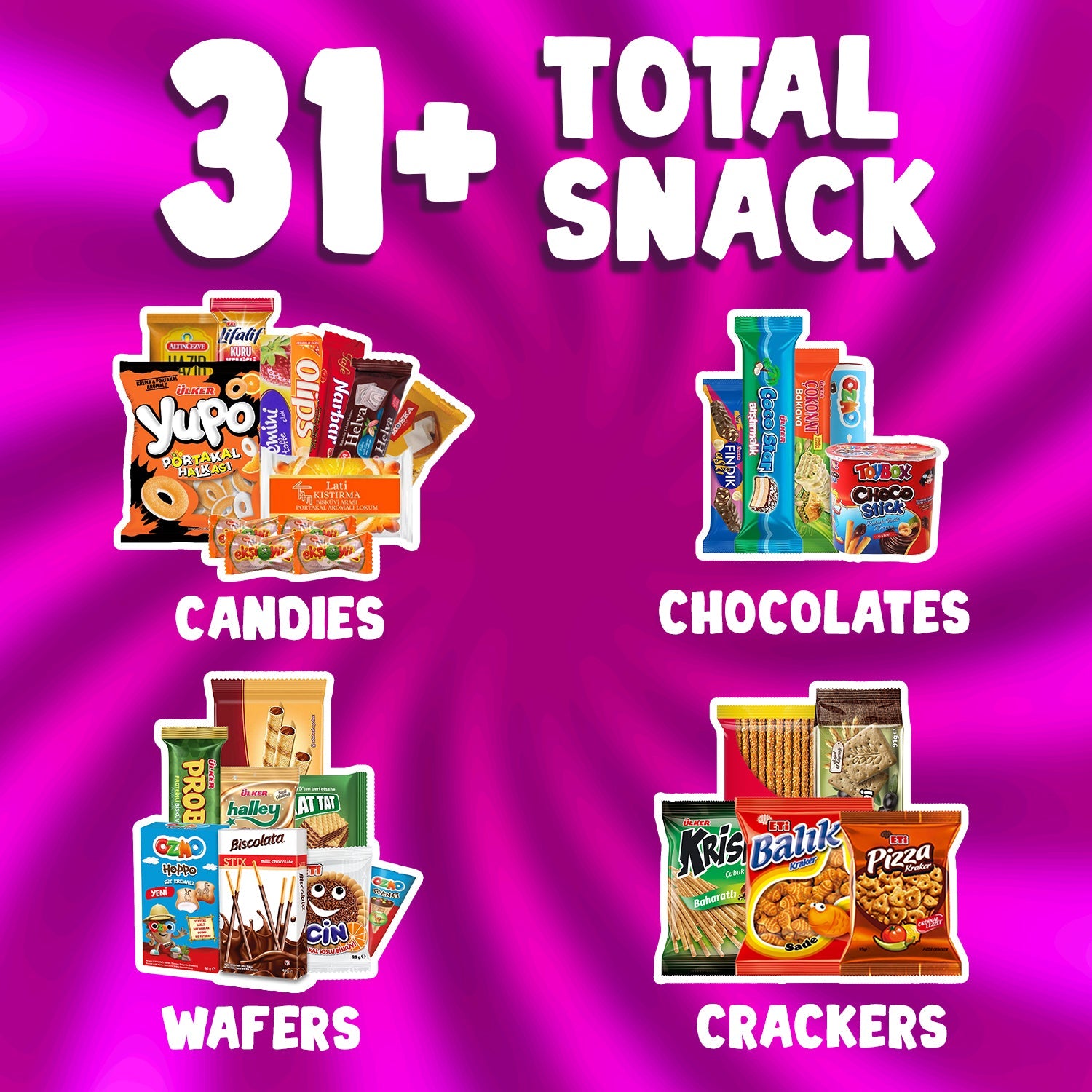 International Exotic Snack Variety Box 31+ Pcs, Party Size