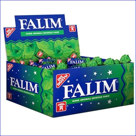 Falim Sugarless Plain Gum Individually Wrapped - Mint Flavored - 100 Piece
