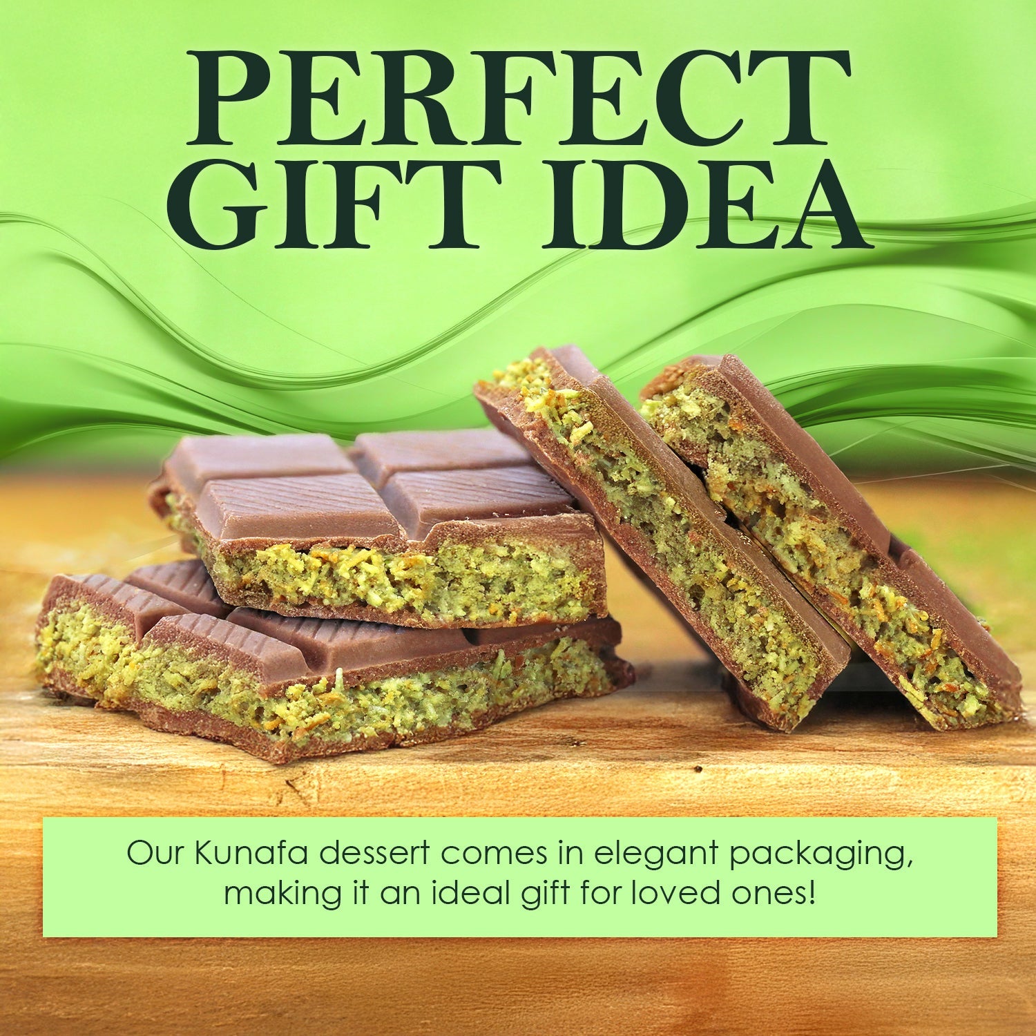 Dubai Chocolate Pistachio Bar Mlky Chocolate & Crispy Knafeh – 3.5oz