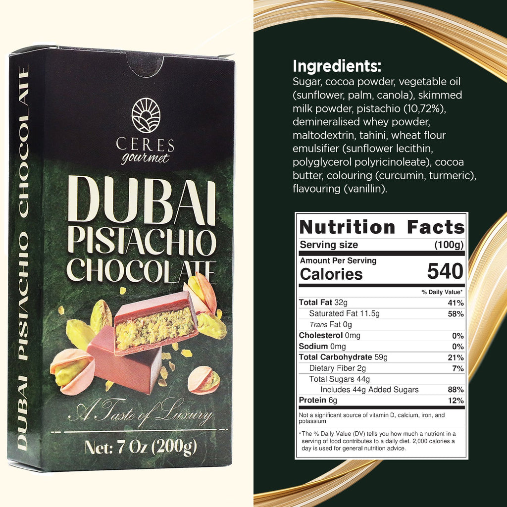 Dubai Chocolate Pistachio Bar – 7oz (200g)