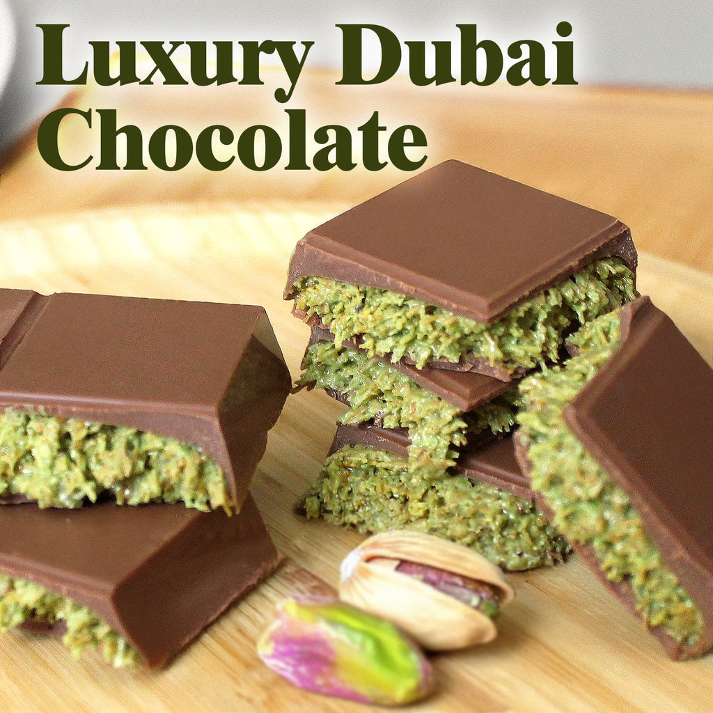 Dubai Chocolate Pistachio Bar 3.5 Oz Square, Luxury Halloween Chocolate