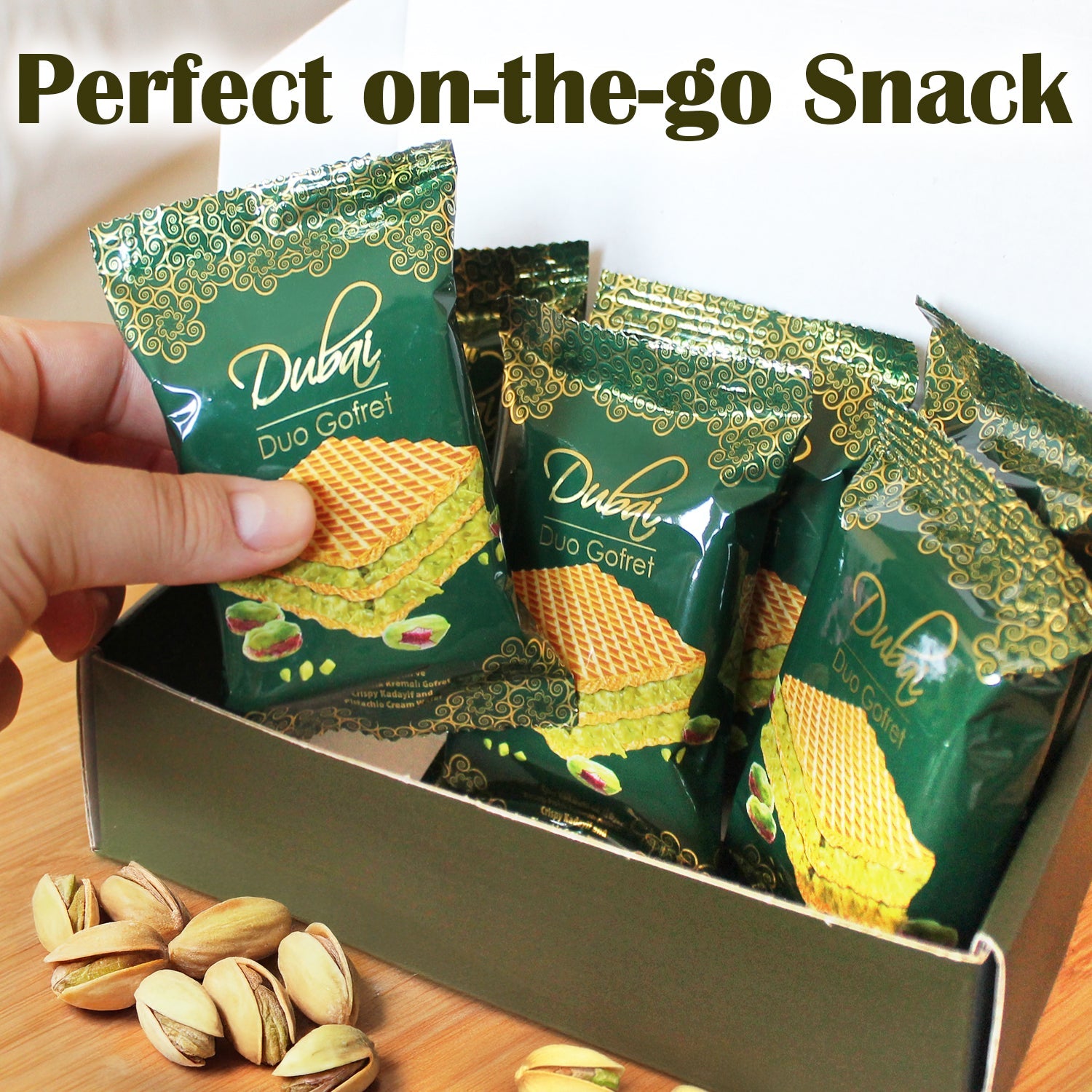 Dubai Chocolate Pistachio Wafer, 6 Pcs in Individually Pack