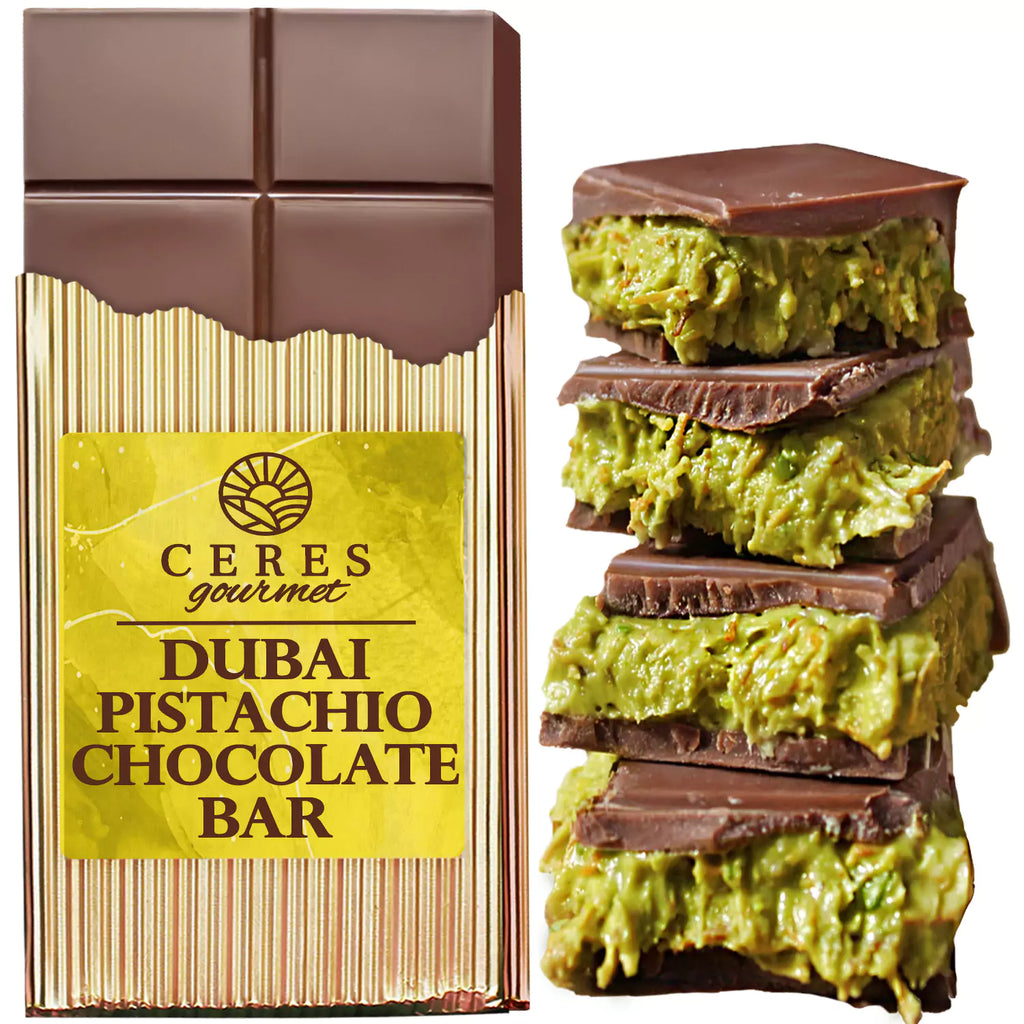 50 Pcs Special Viral Dubai Chocolate Pistachio Crispy Bar 7 oz. with Elegant Box