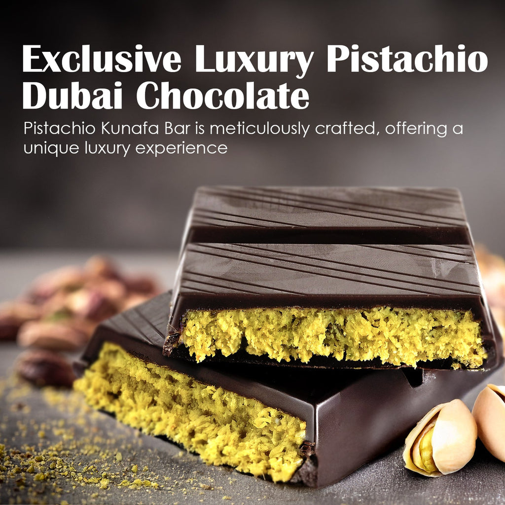 Viral Dubai Chocolate Bar Dark 75% Pistachio 7 oz