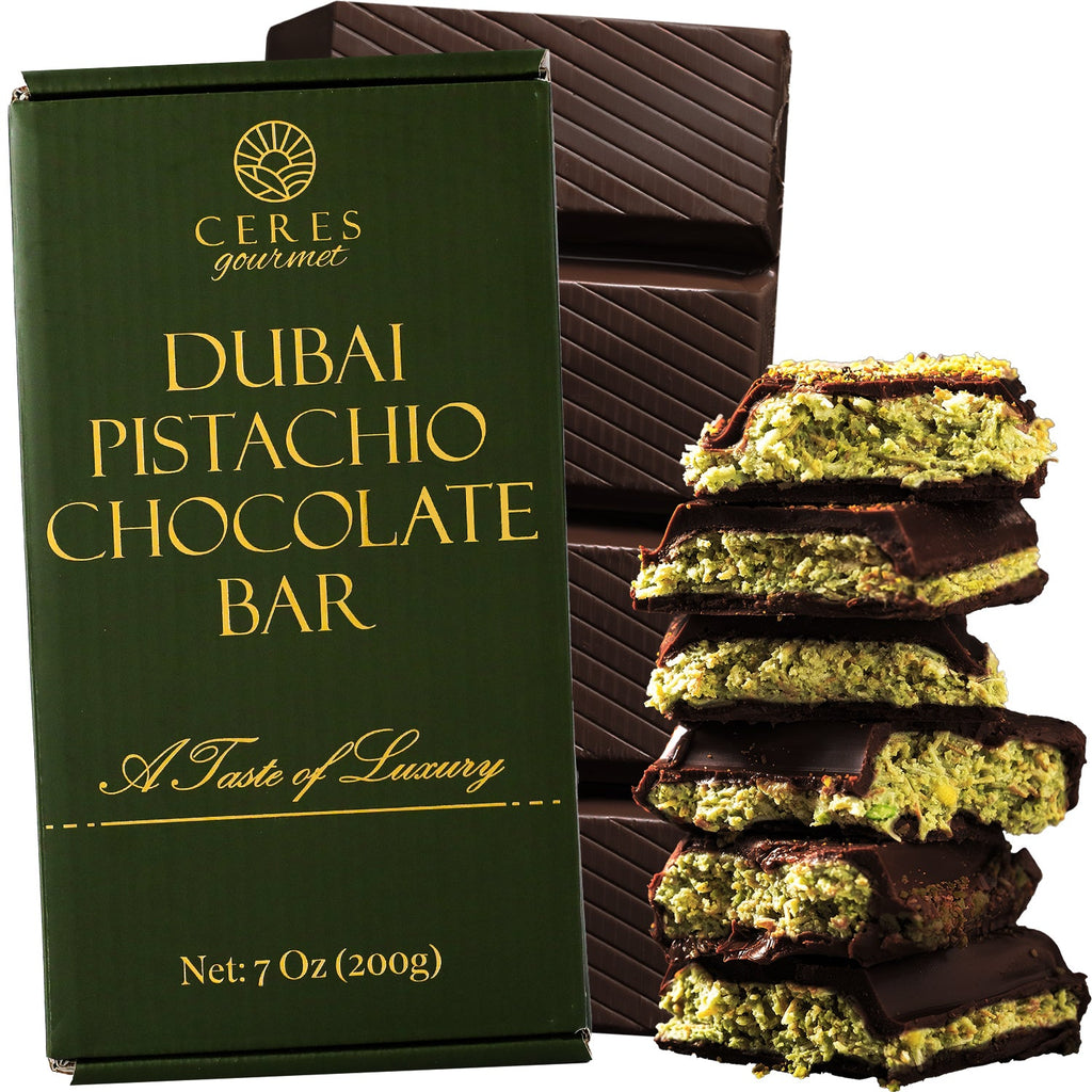 Viral Dubai Chocolate Bar Dark 75% Pistachio 7 oz
