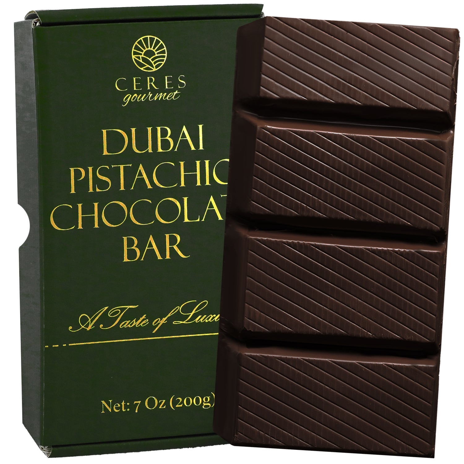 Viral Dubai Chocolate Bar Dark 75% Pistachio 7 oz