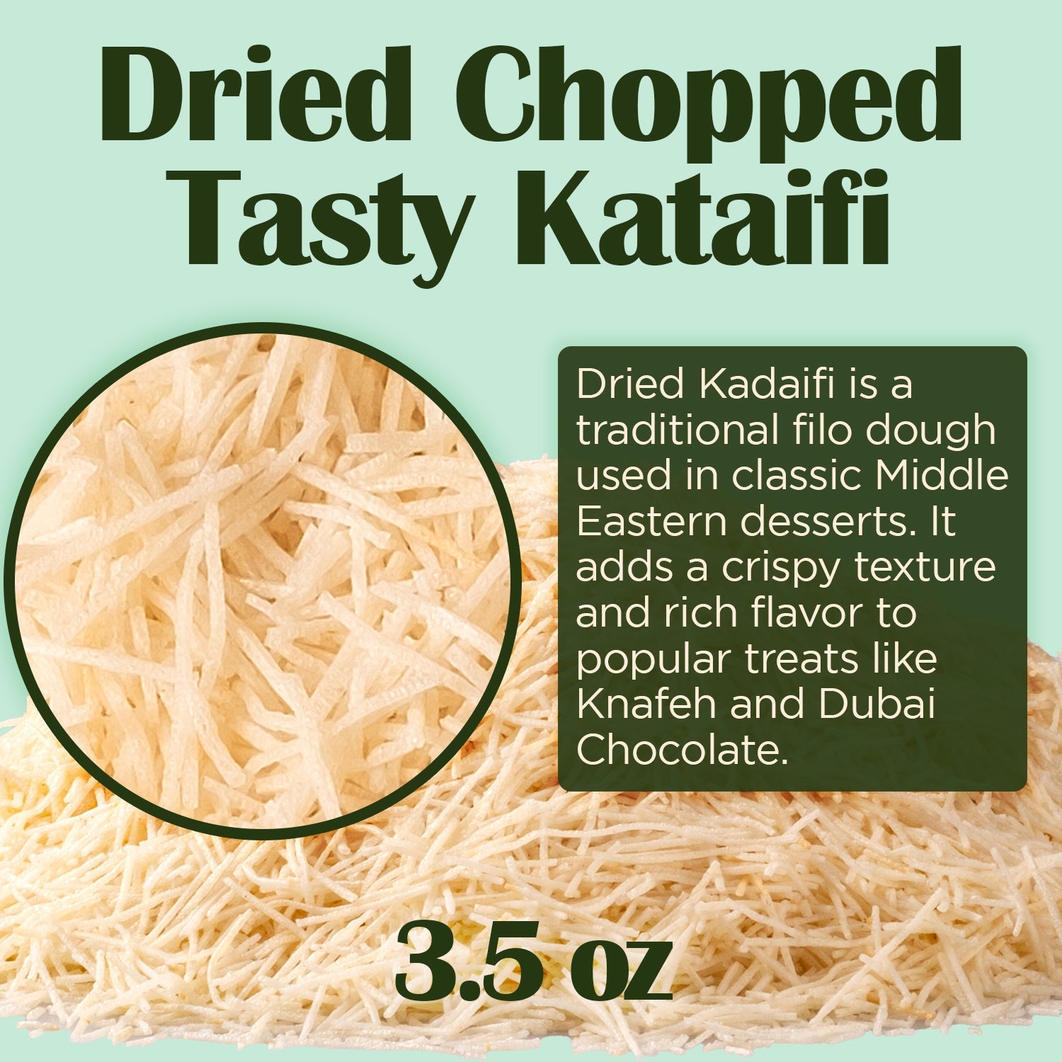 Premium Kataifi Shredded Fillo Dough – 3.5oz (100g)