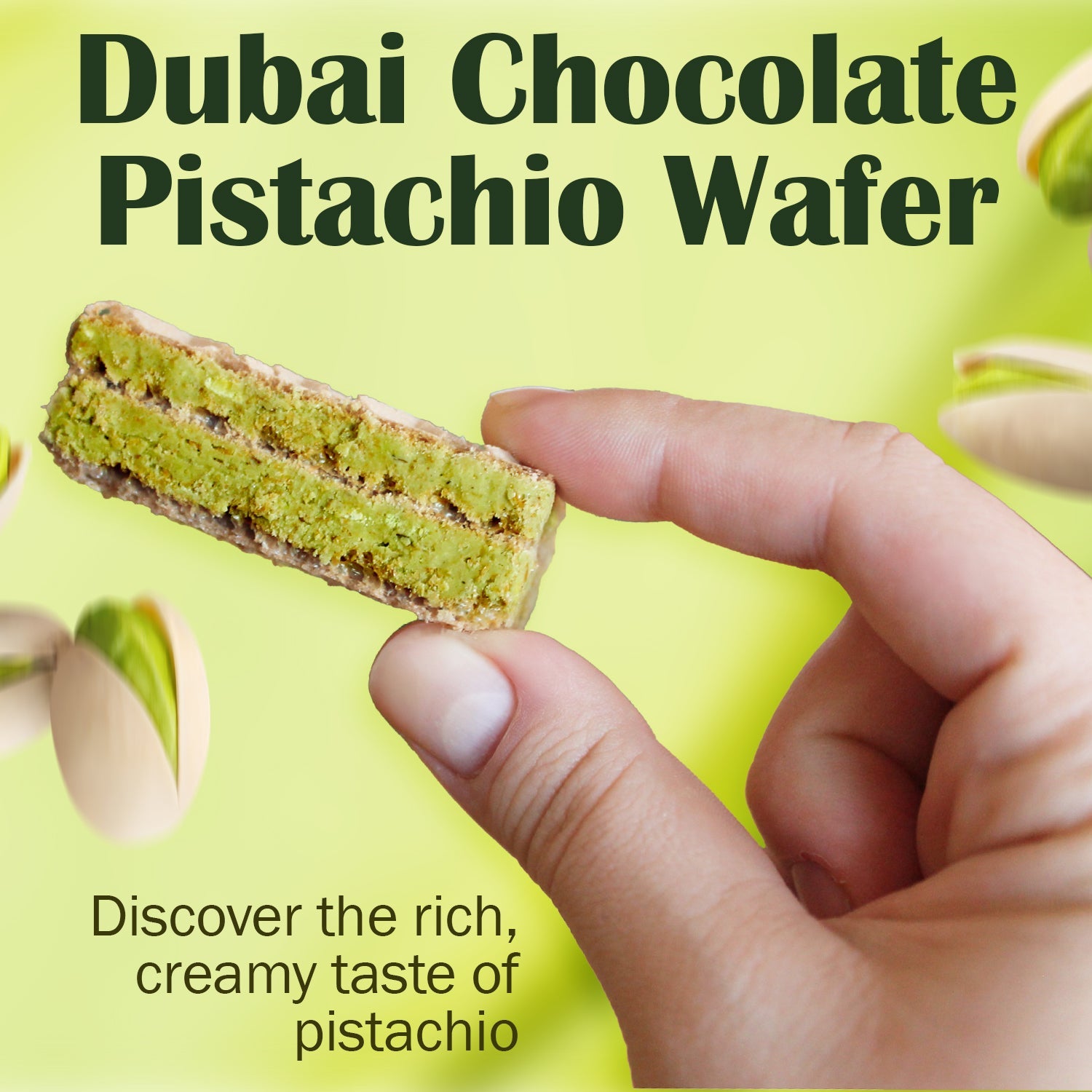 Dubai Chocolate Pistachio Wafer, 6 Pcs in Individually Pack
