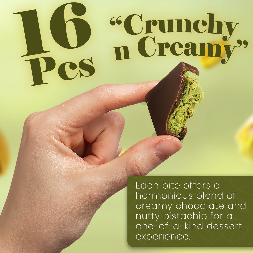 Dubai Knafah Pistachio Chocolate Bar, 16 Exquisite Chocolate Bite Sizes